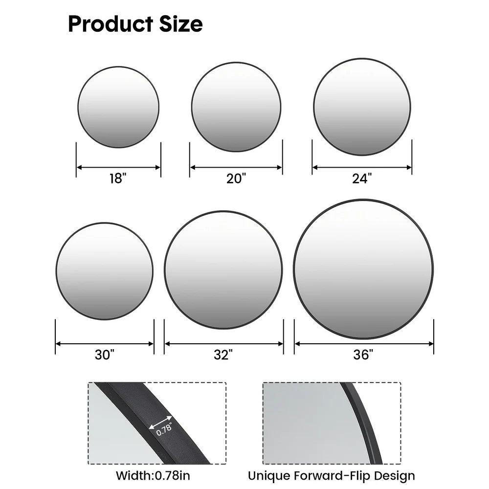 304 Stainless Steel Frame 5MM Glass Resin Mirror - 900mm Diameter - My Store