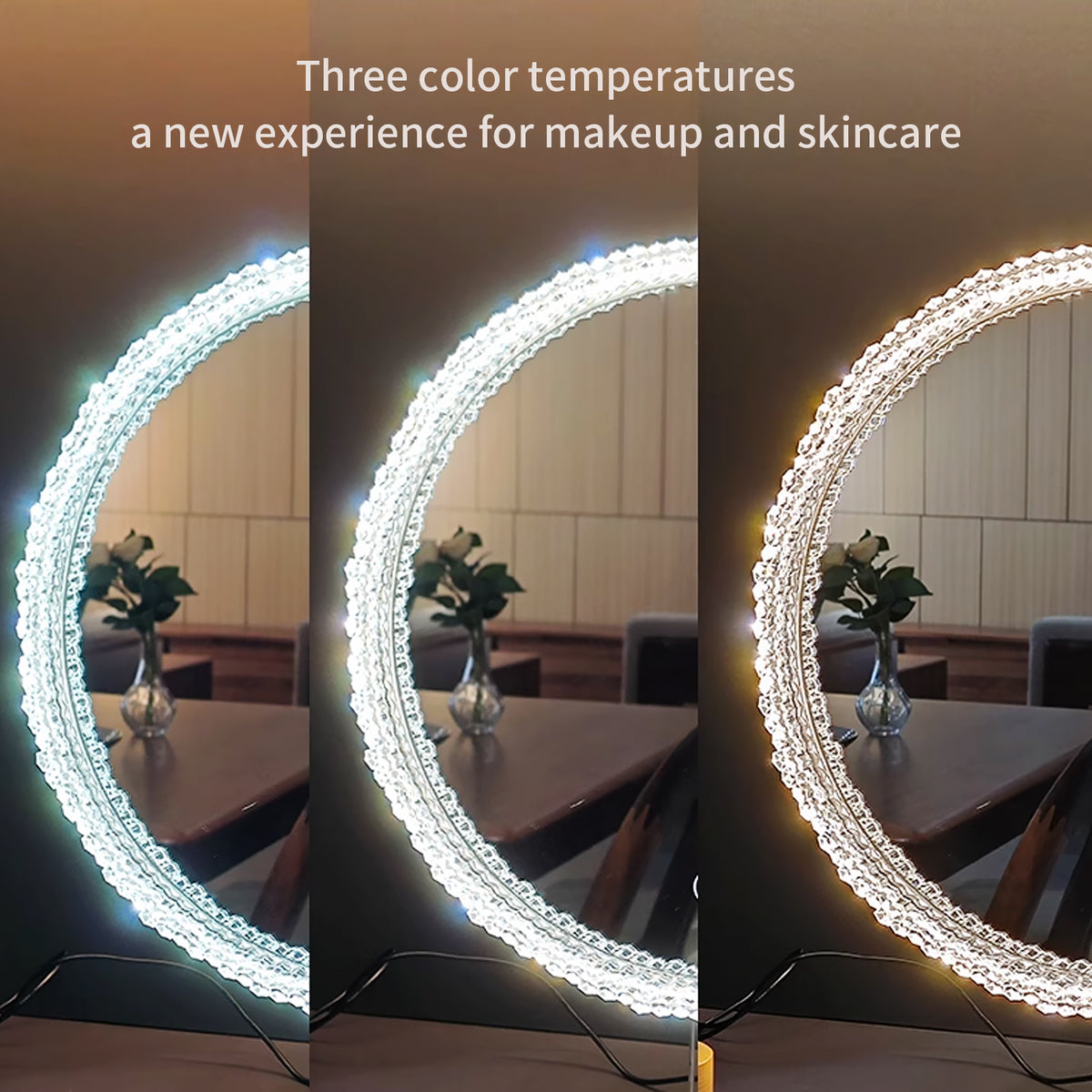 Adjustable Light Source Smart Acrylic Frame Mirror – Clear Color Temperature Makeup Mirror - My Store