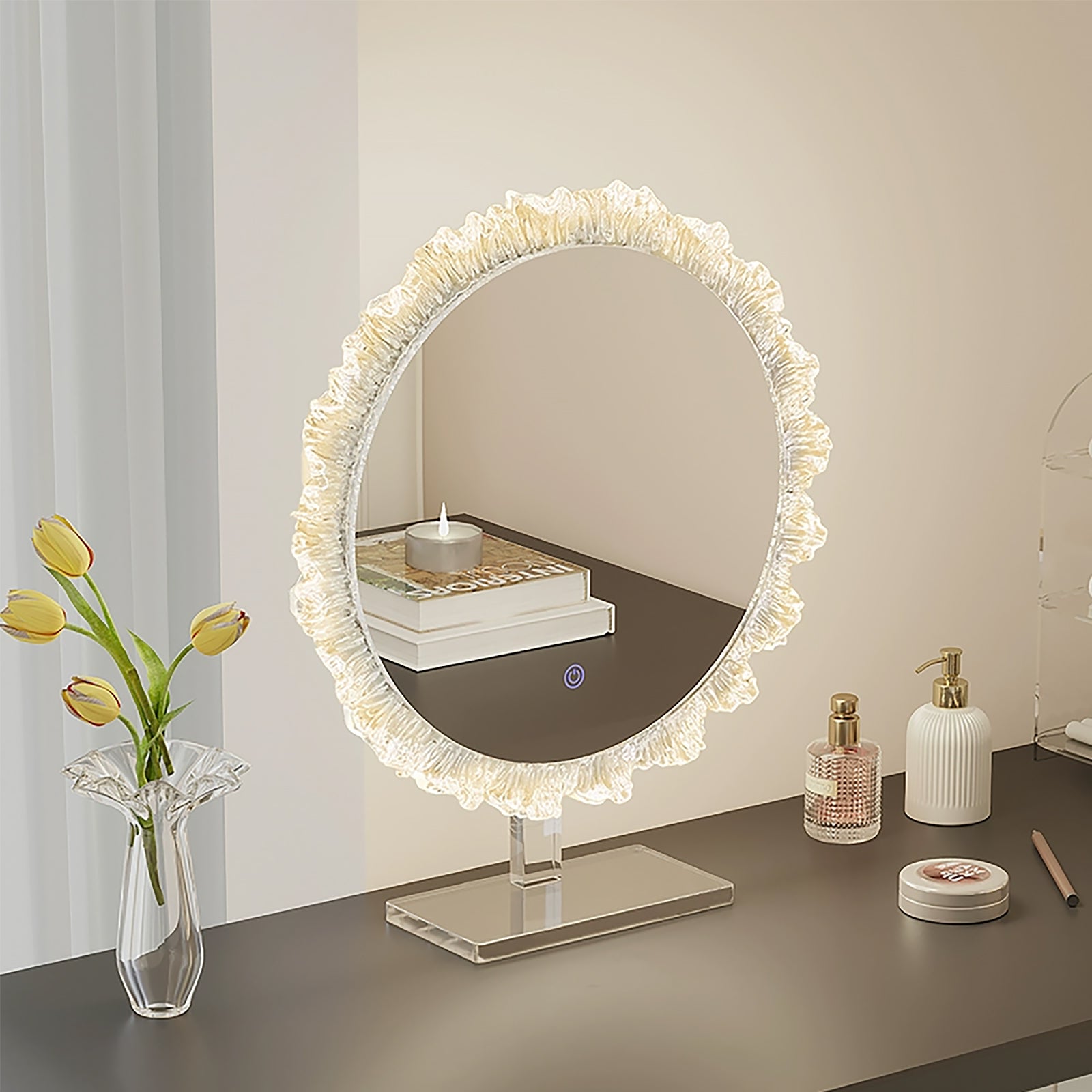 Three-Color Dimmable Smart Acrylic Makeup Mirror – Perfect for Beauty, Skincare & Daily Makeup - My Store