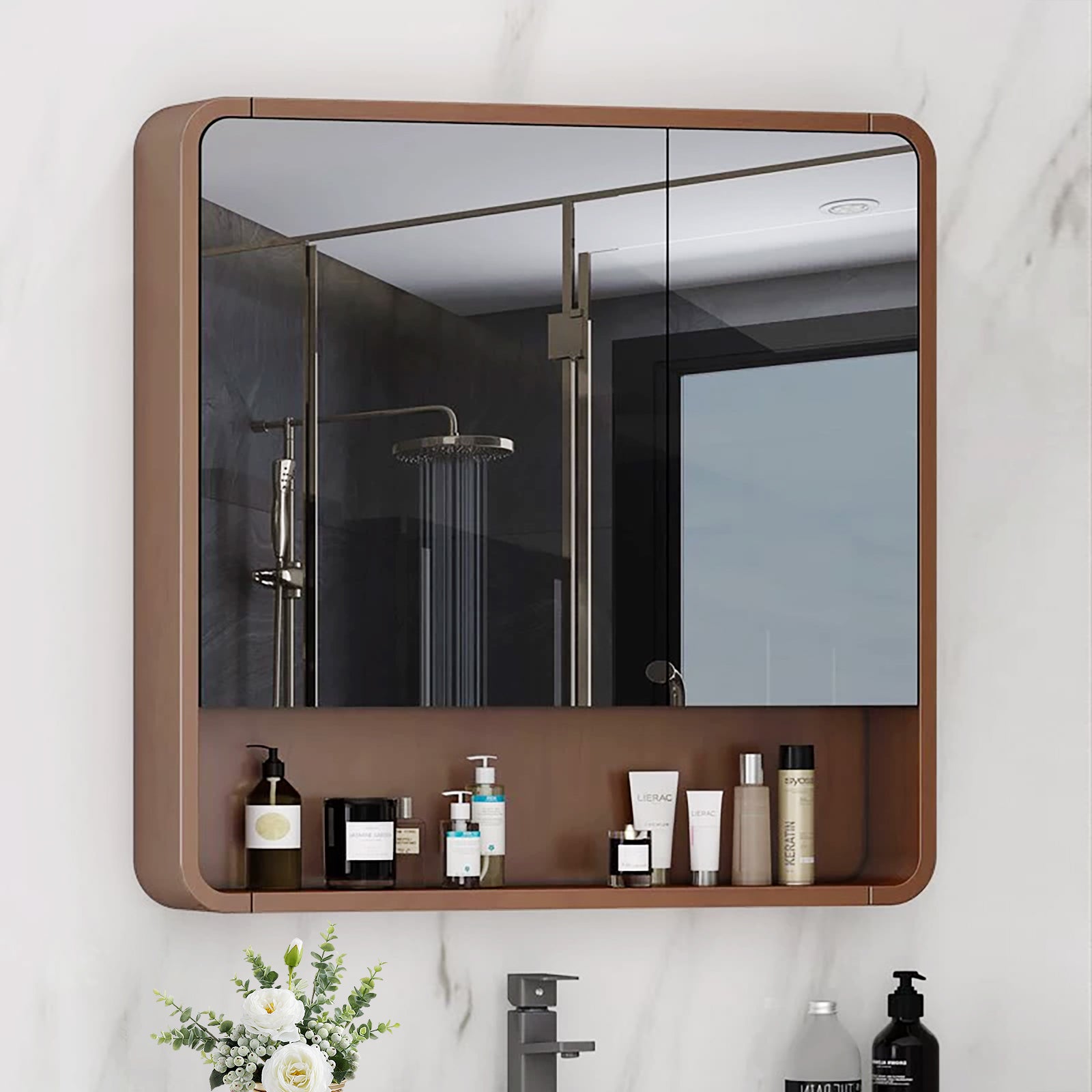 Modern Storage Window Wooden Frame Mirror – Stylish & Functional Home Decor Essential - My Store