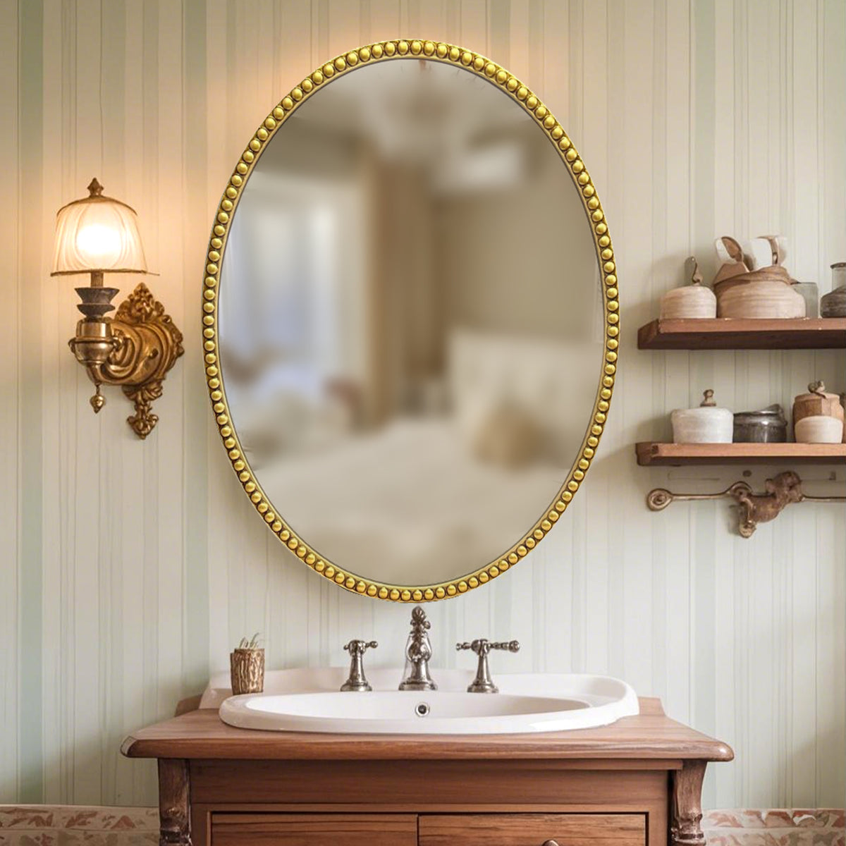 Elegant Vintage Wooden Frame Mirror – Decorative Wall Mirror for Bathroom, Bedroom, & Living Room - My Store
