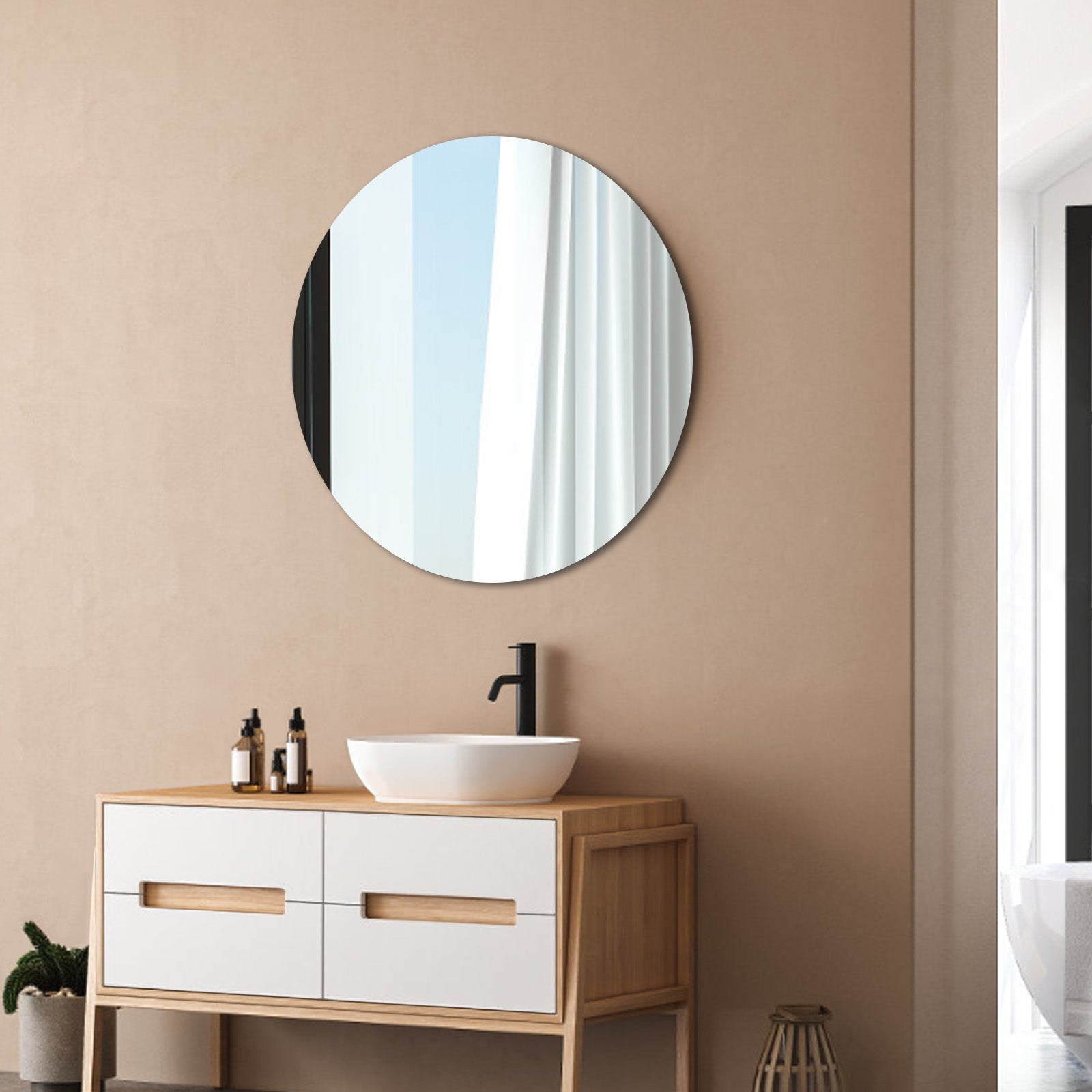 Modern Minimalist Round Mirror — The Perfect Blend of Home Decor &amp; Functionality - My Store