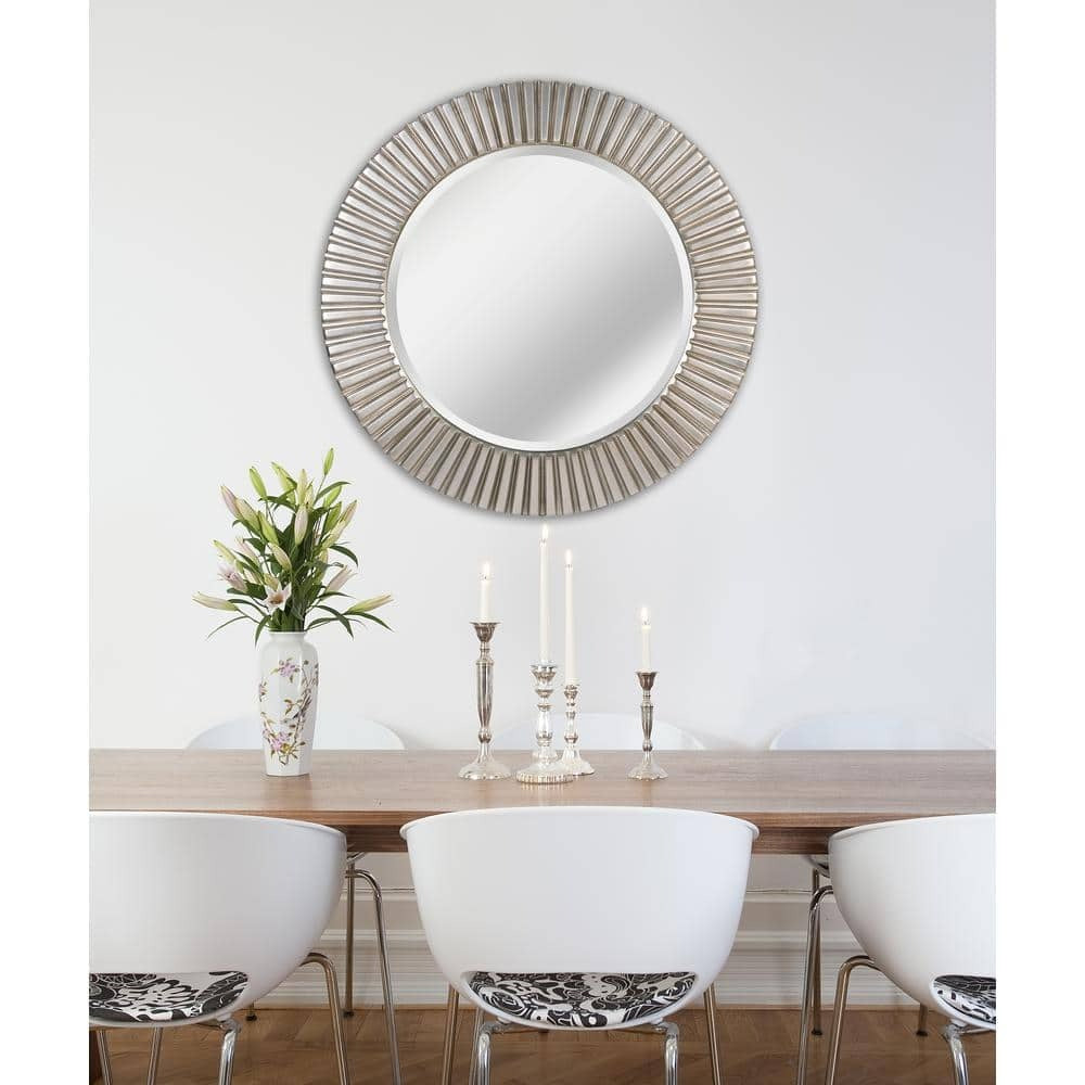 Gold Silver Black Tri-Color PU Frame 5mm Glass Resin Mirror - 840mm Outer Diameter - My Store