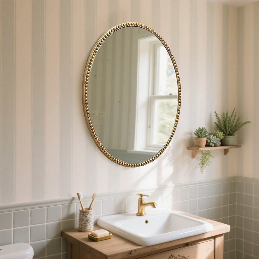 Elegant Vintage Wooden Frame Mirror – Decorative Wall Mirror for Bathroom, Bedroom, & Living Room - My Store
