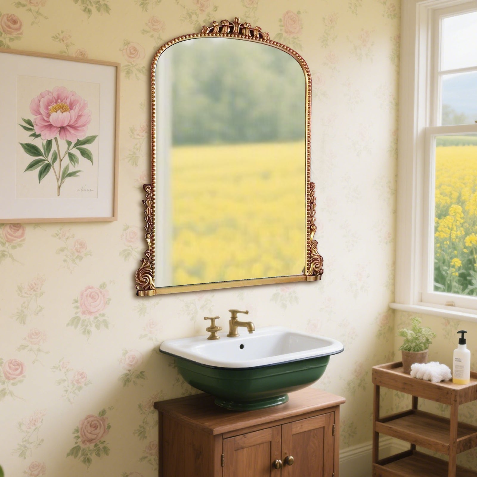 Vintage Wooden Frame Mirror – Elegant Decorative Mirror for Home & Office - My Store