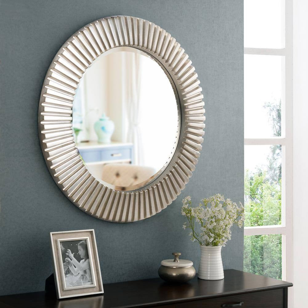 Gold Silver Black Tri-Color PU Frame 5mm Glass Resin Mirror - 840mm Outer Diameter - My Store