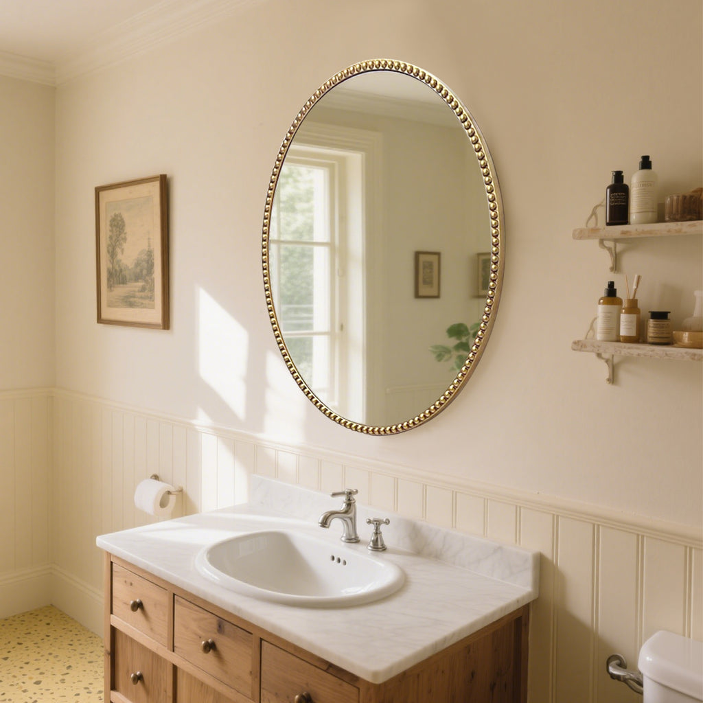 Elegant Vintage Wooden Frame Mirror – Decorative Wall Mirror for Bathroom, Bedroom, & Living Room - My Store