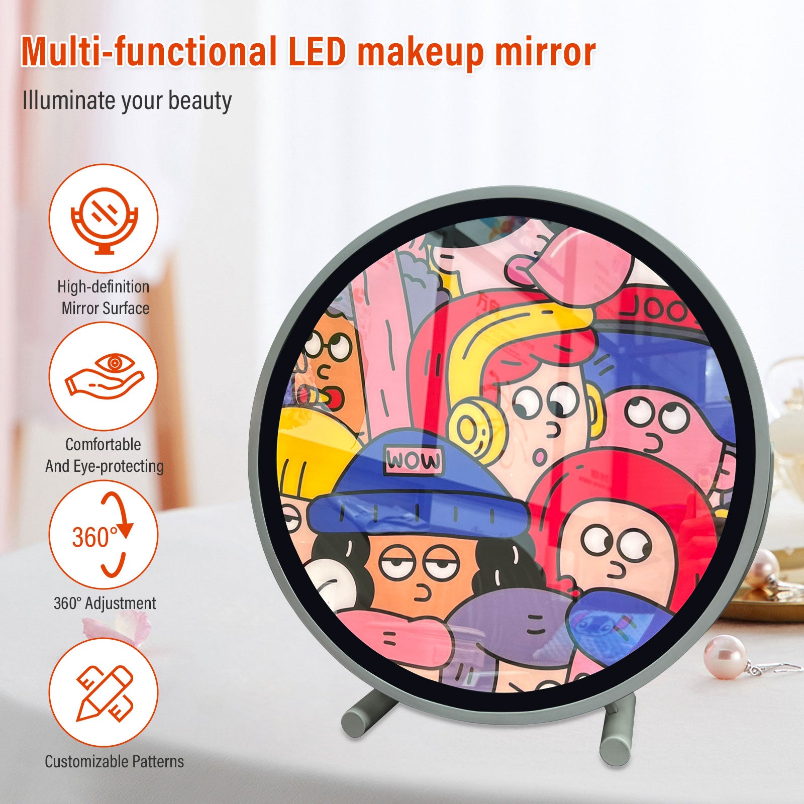 Cartoon Style Metal Frame Mirror – Fun & Functional Home Decor - My Store