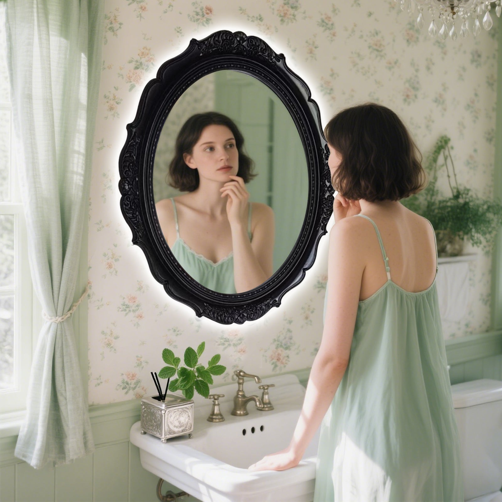 Smart Dimmable Wooden Frame Mirror – Essential for Modern Home Decor - My Store