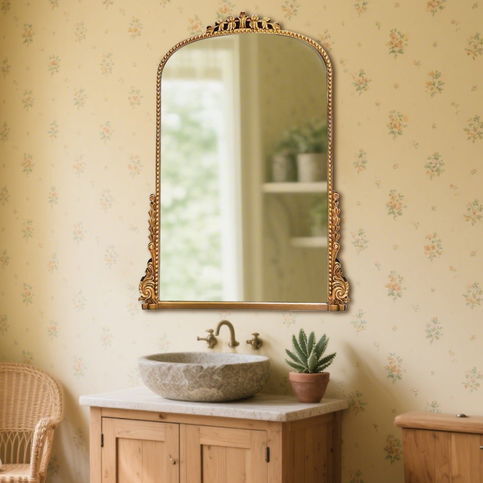 Vintage Wooden Frame Mirror – Elegant Decorative Mirror for Home & Office - My Store