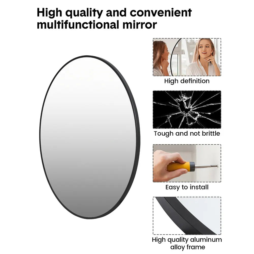 304 Stainless Steel Frame 5MM Glass Resin Mirror - 900mm Diameter - My Store