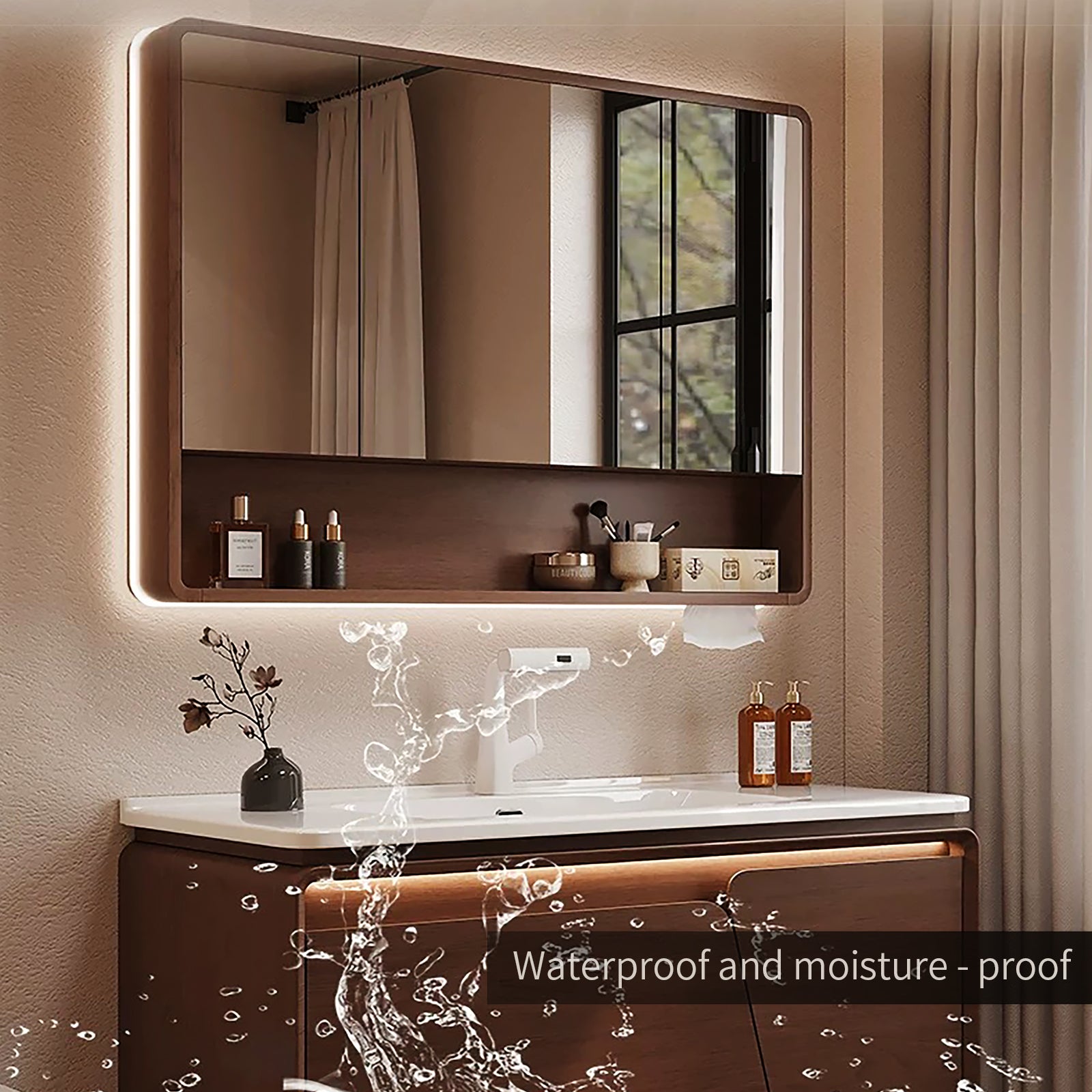 Modern Storage Window Wooden Frame Mirror – Stylish & Functional Home Decor Essential - My Store