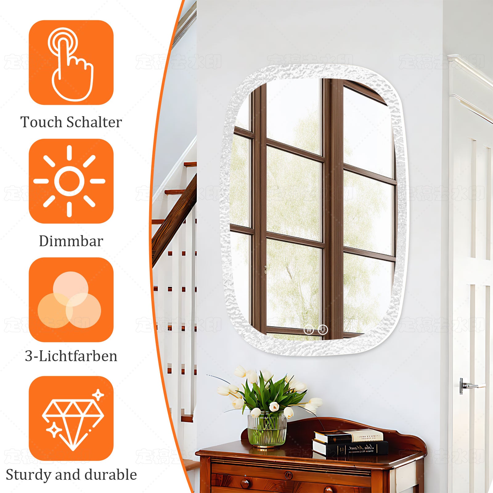 Smart Dimmable Acrylic Mirror – 3 Color Temperature Modes, Your Perfect Makeup Companion - My Store