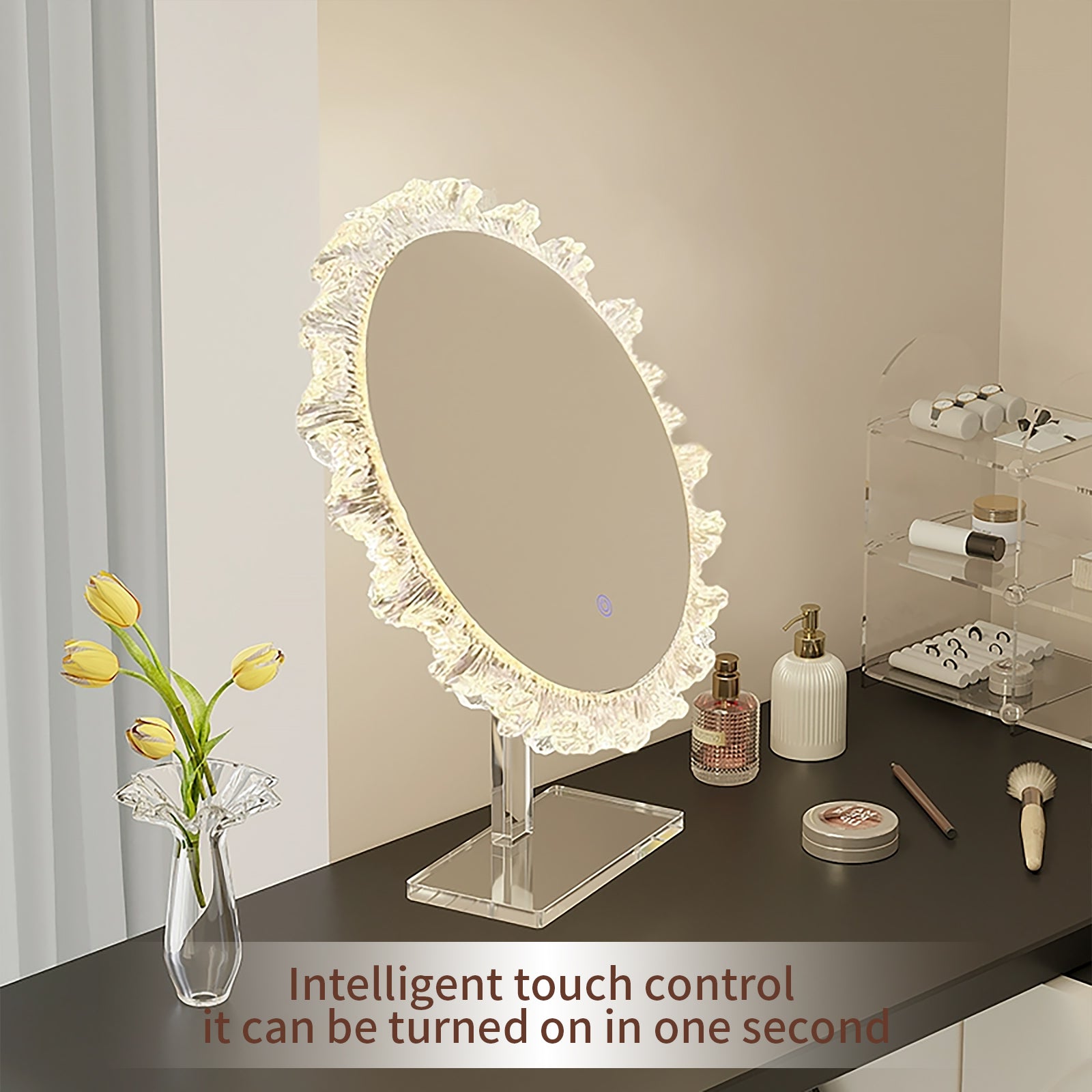 Three-Color Dimmable Smart Acrylic Makeup Mirror – Perfect for Beauty, Skincare & Daily Makeup - My Store