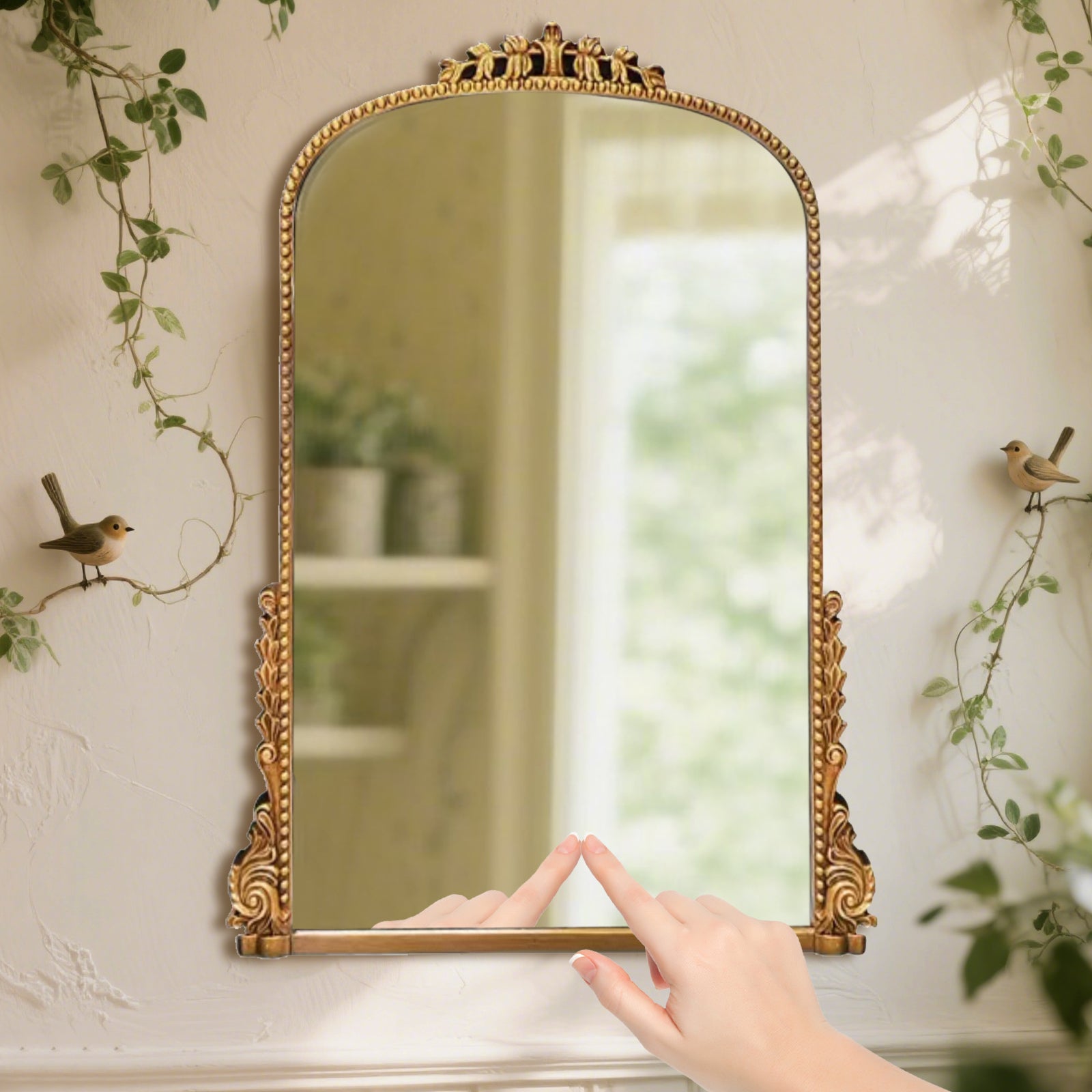 Vintage Wooden Frame Mirror – Elegant Decorative Mirror for Home & Office - My Store