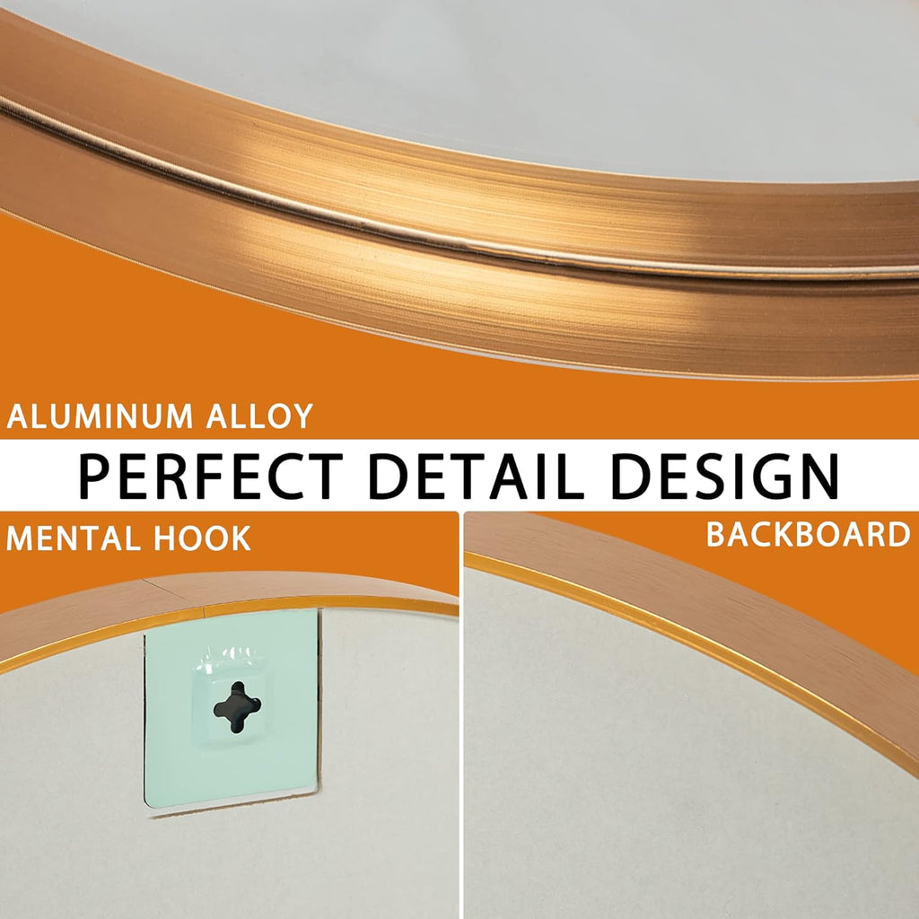 304 Stainless Steel Frame Side Height 50MM Glass Resin Mirror - 760mm Diameter - My Store