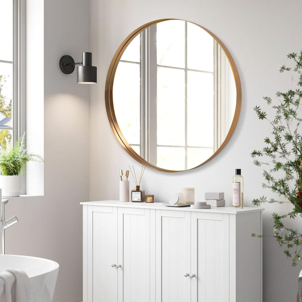 304 Stainless Steel Frame Side Height 50MM Glass Resin Mirror - 760mm Diameter - My Store