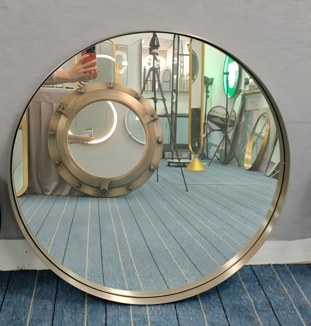 304 Stainless Steel Frame Side Height 50MM+5MM Glass Resin Mirror - 880mm Diameter - My Store