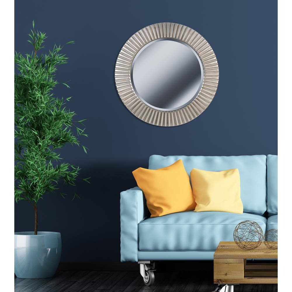 Gold Silver Black Tri-Color PU Frame 5mm Glass Resin Mirror - 840mm Outer Diameter - My Store