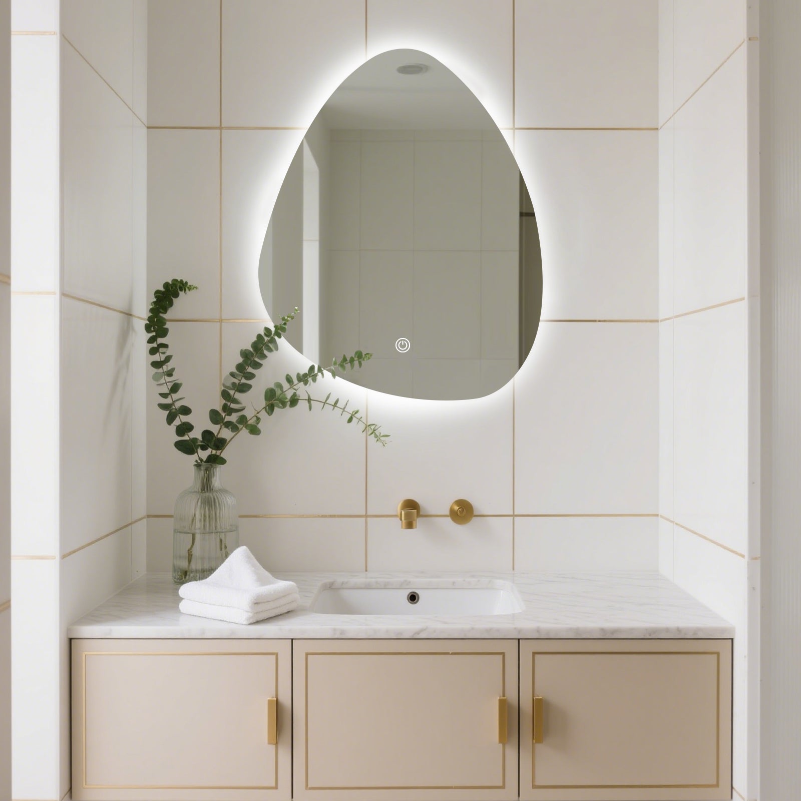 Smart Irregular-Shaped LED Mirror – Modern Elegance with Adjustable Lighting - My Store