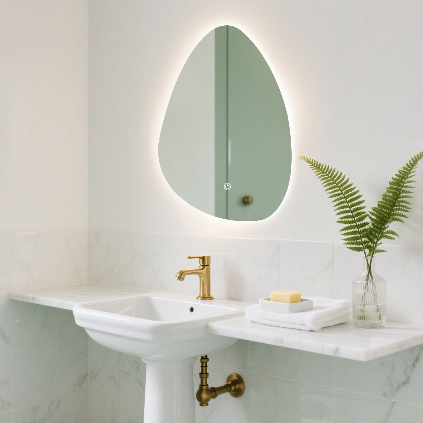 Smart Irregular-Shaped LED Mirror – Modern Elegance with Adjustable Lighting - My Store
