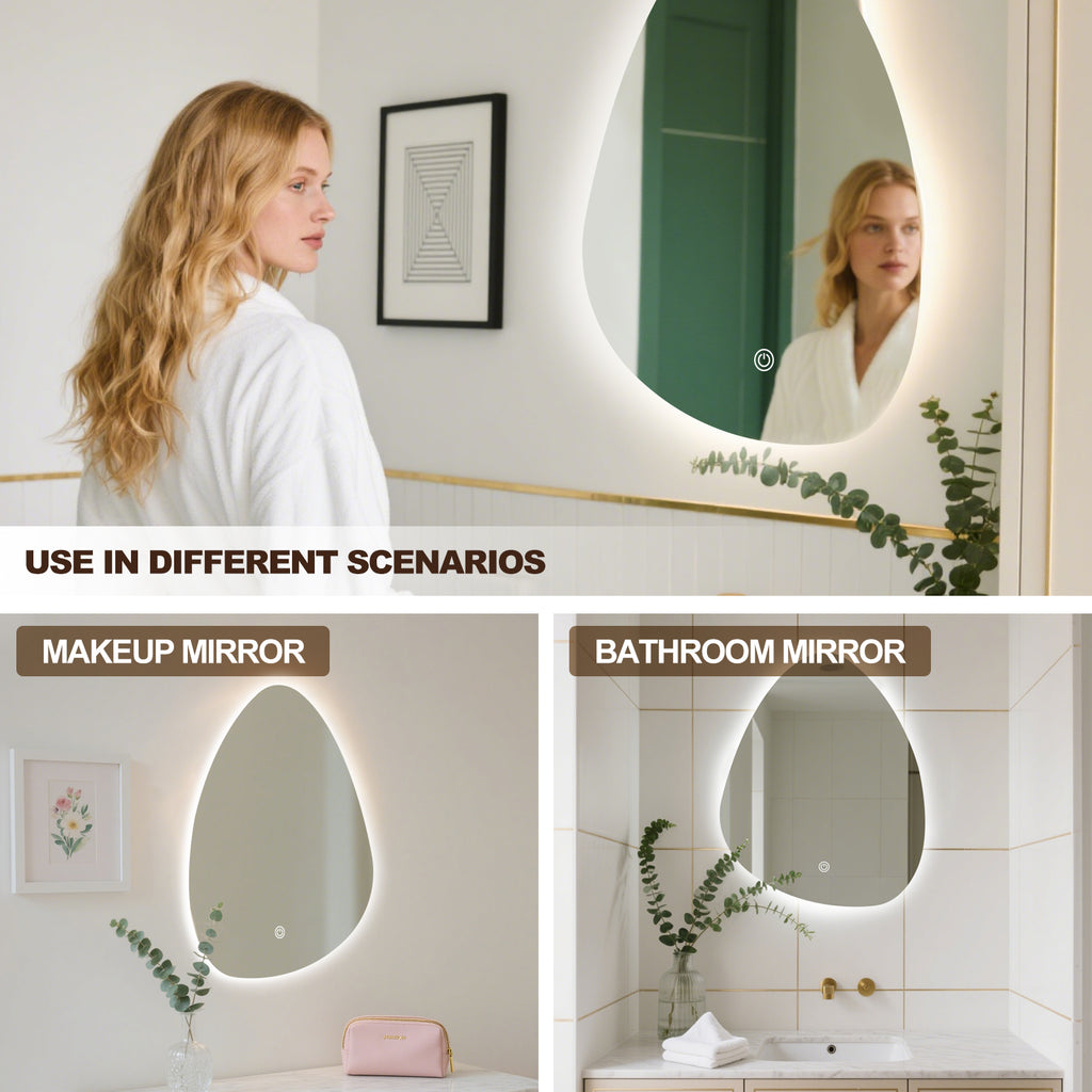 Smart Irregular-Shaped LED Mirror – Modern Elegance with Adjustable Lighting - My Store