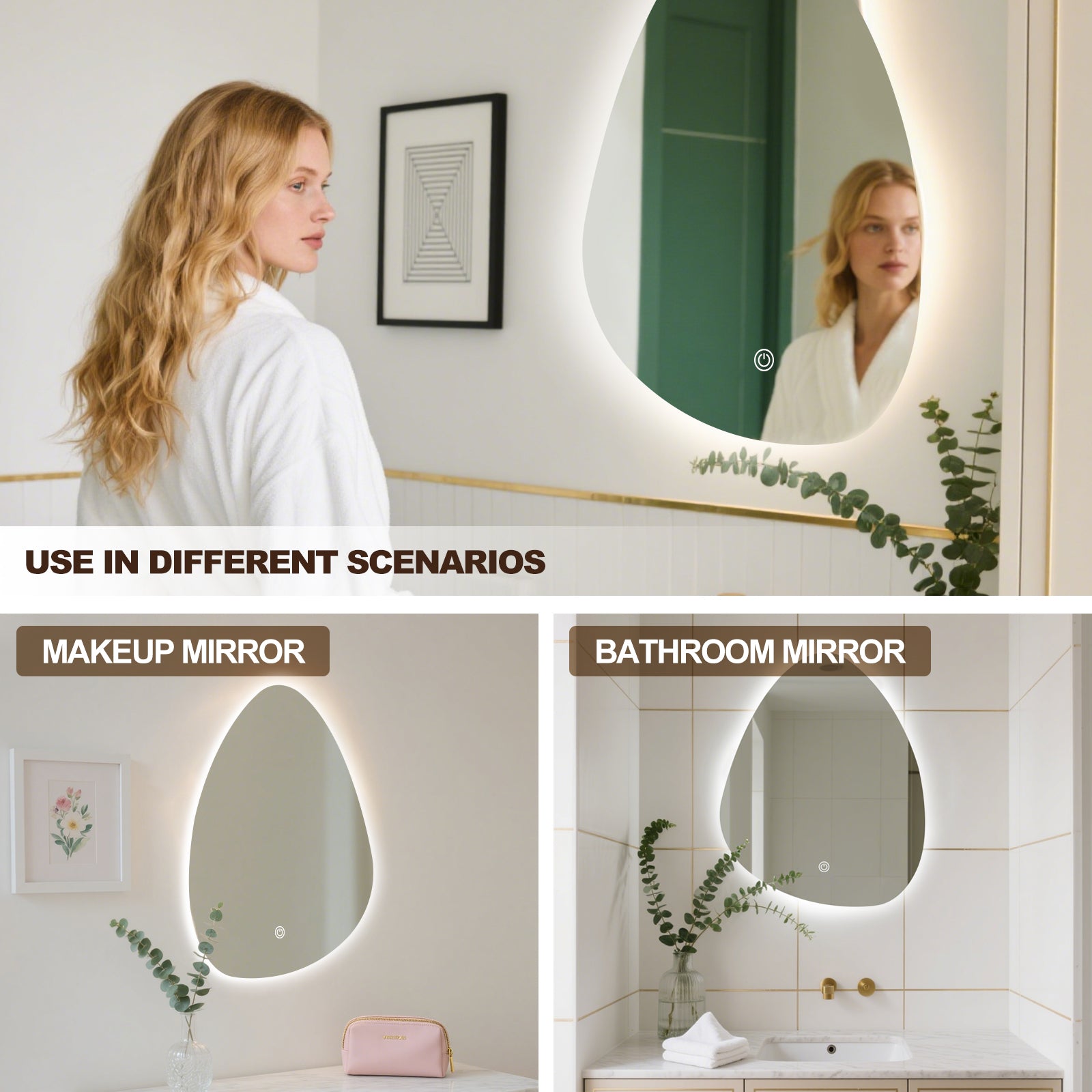 Smart Irregular-Shaped LED Mirror – Modern Elegance with Adjustable Lighting - My Store
