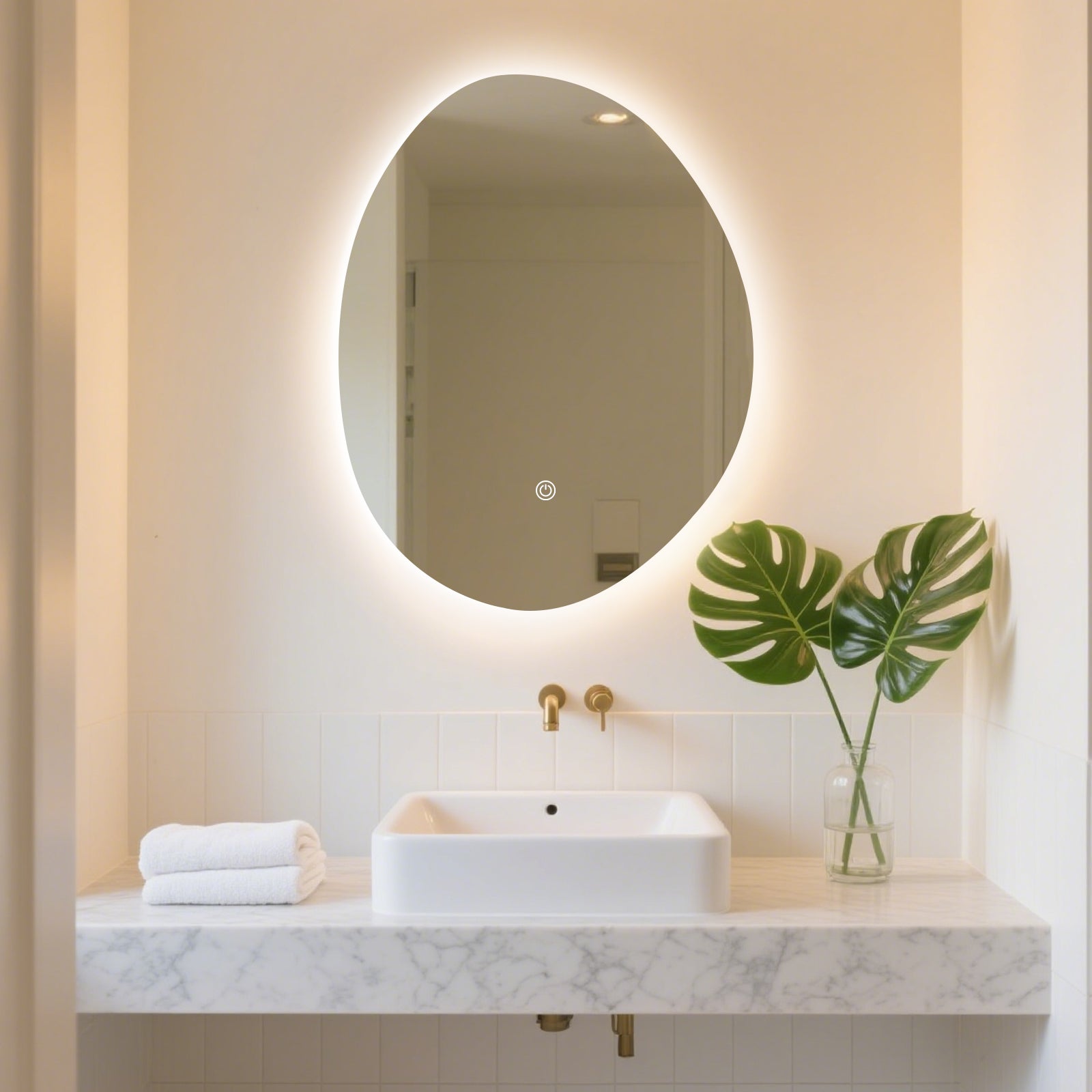 Smart Irregular-Shaped LED Mirror – Unique Design with Adjustable Brightness - My Store