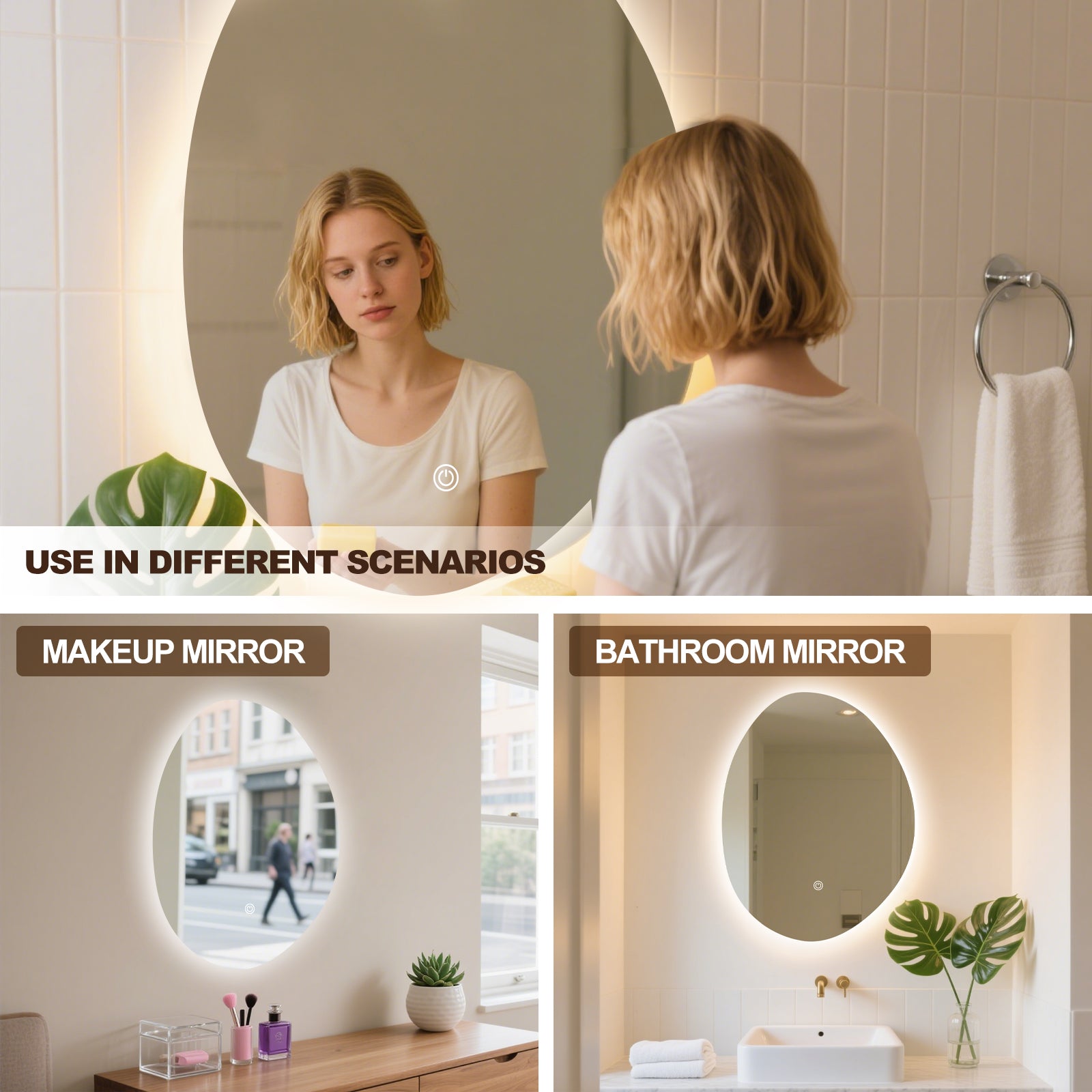 Smart Irregular-Shaped LED Mirror – Unique Design with Adjustable Brightness - My Store