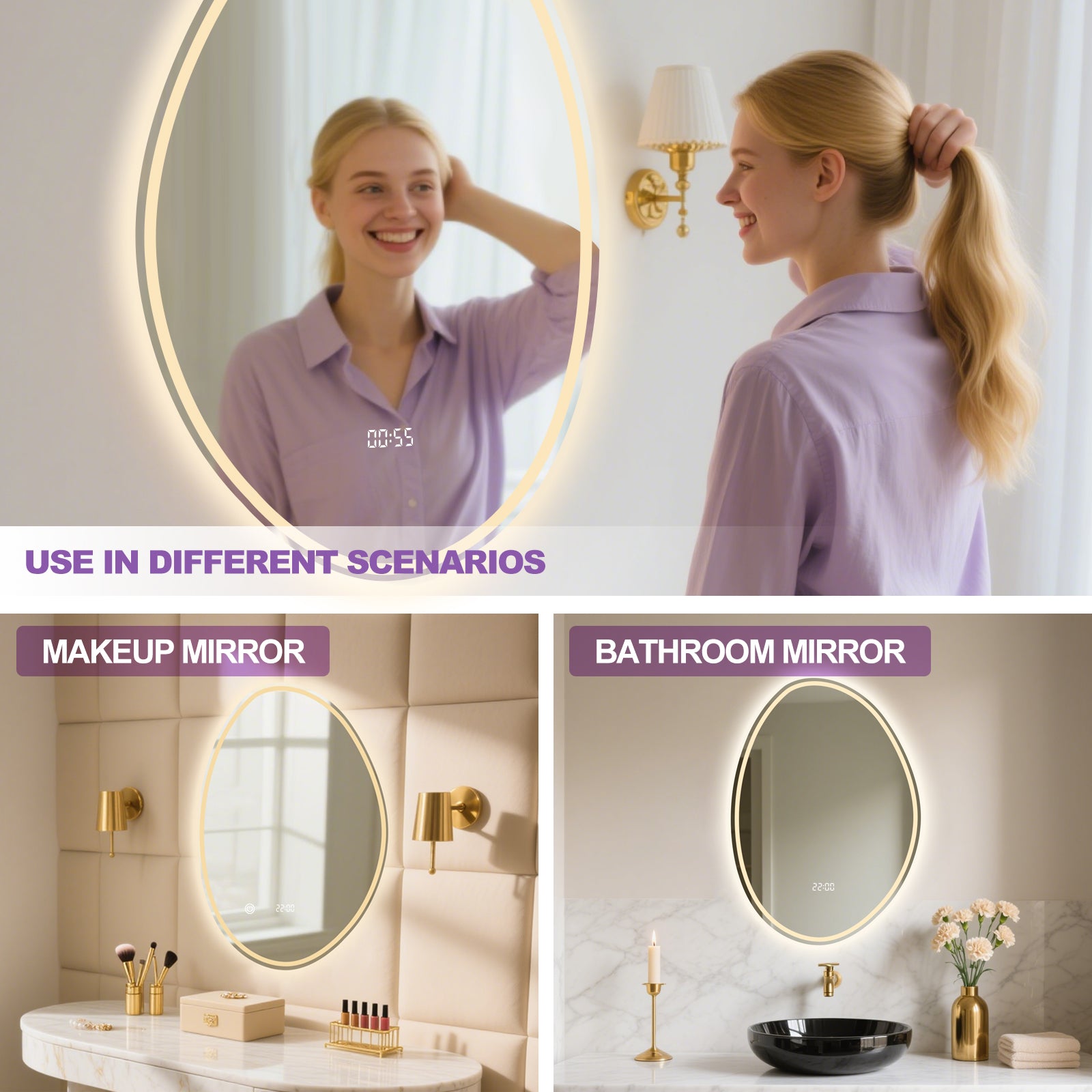 Smart Irregular-Shaped LED Mirror – Modern Lighting Solution for Any Space - My Store