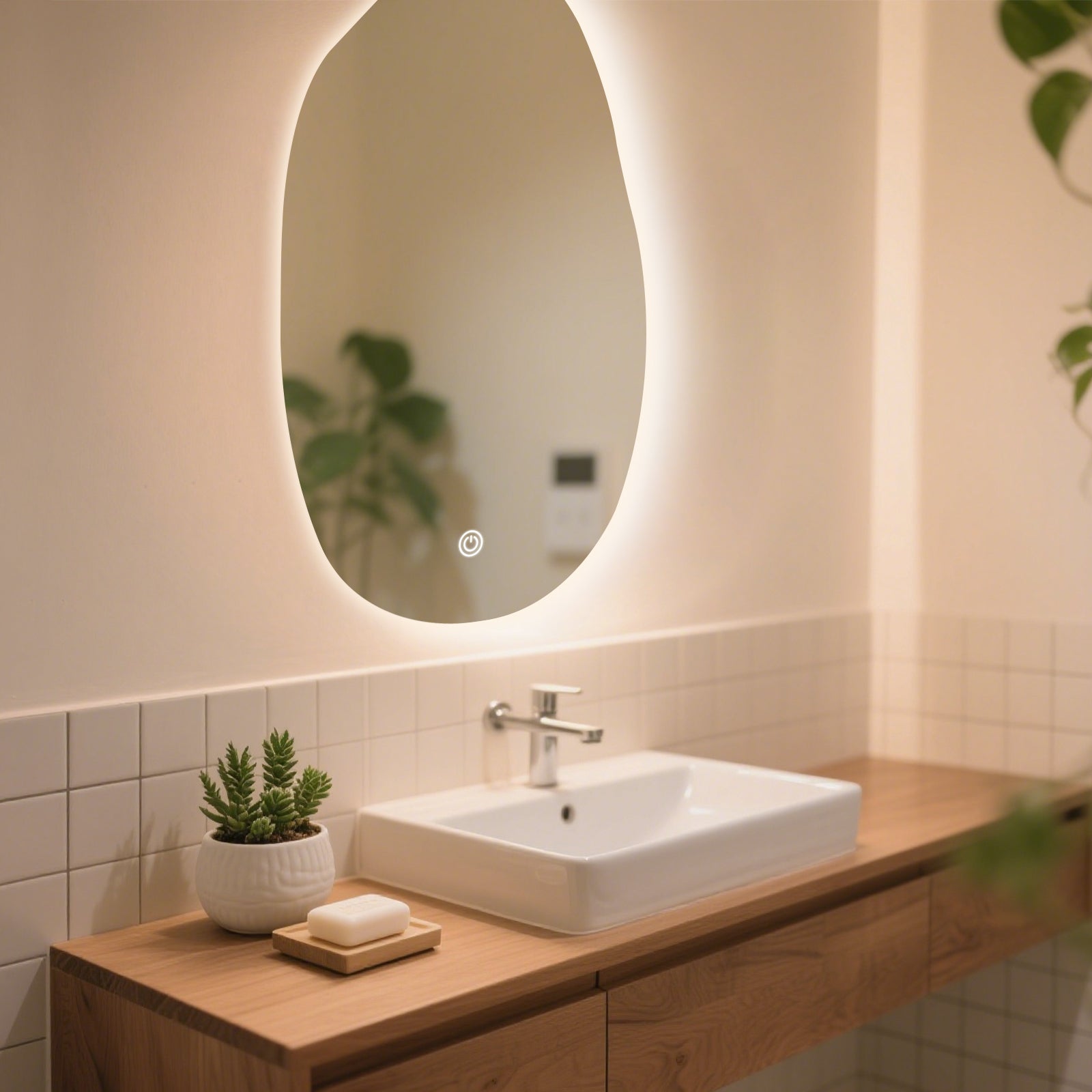 Smart Irregular-Shaped LED Mirror – Modern Home Decor with Adjustable Lighting - My Store