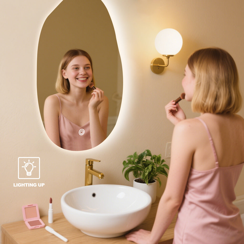 Smart Irregular-Shaped LED Mirror – Modern Home Decor with Adjustable Lighting - My Store