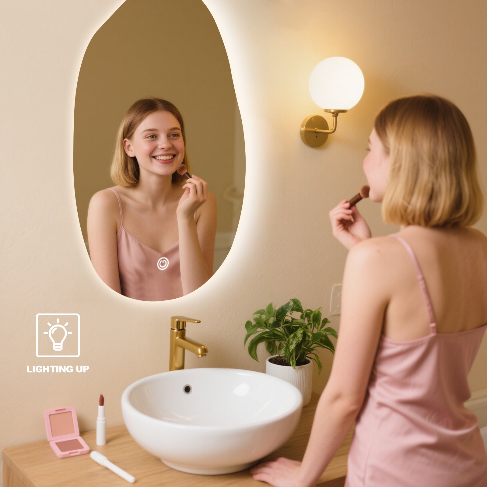 Smart Irregular-Shaped LED Mirror – Modern Home Decor with Adjustable Lighting - My Store