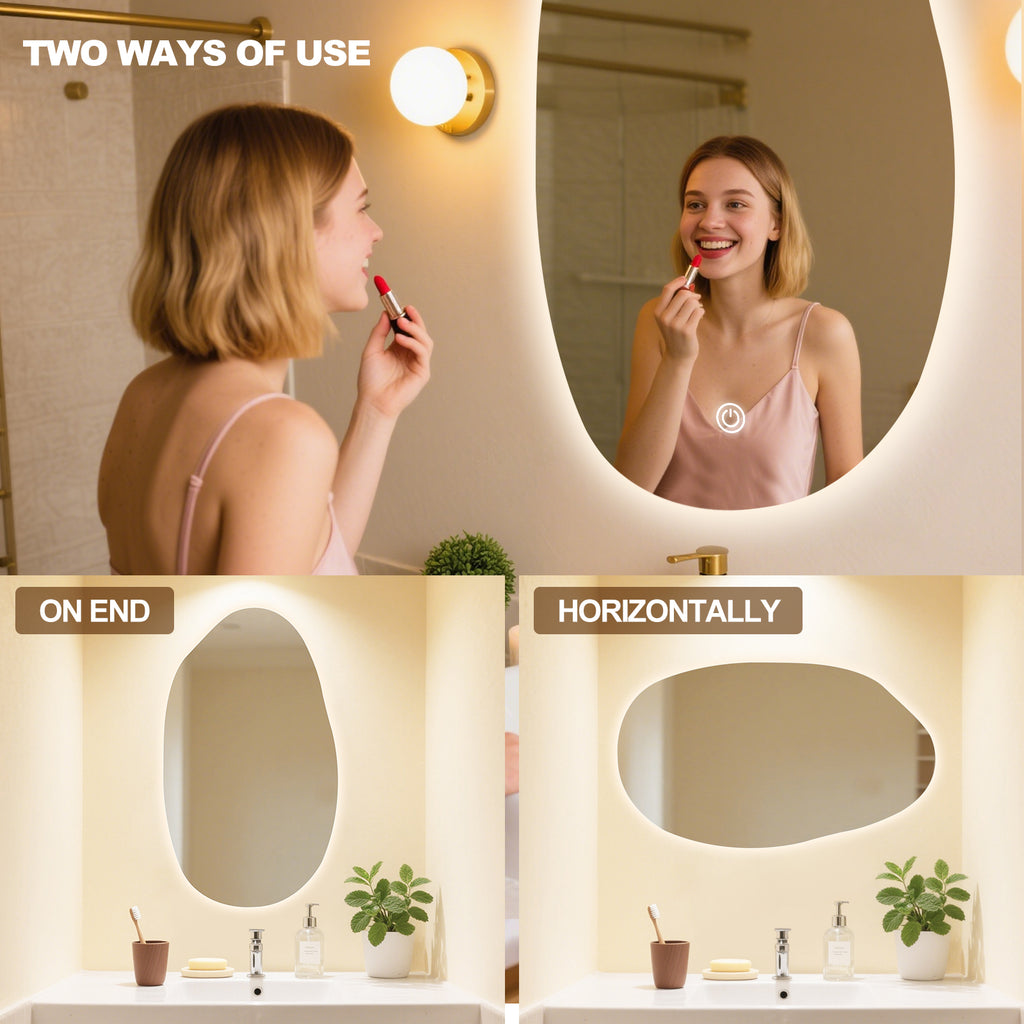 Smart Irregular-Shaped LED Mirror – Modern Home Decor with Adjustable Lighting - My Store