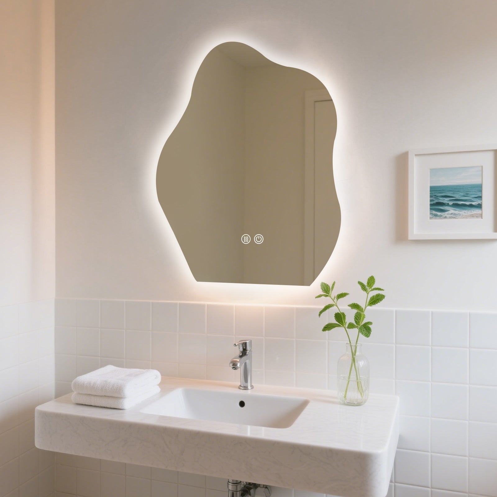 Smart Irregular-Shaped LED Mirror – Modern Design with Adjustable Brightness - My Store