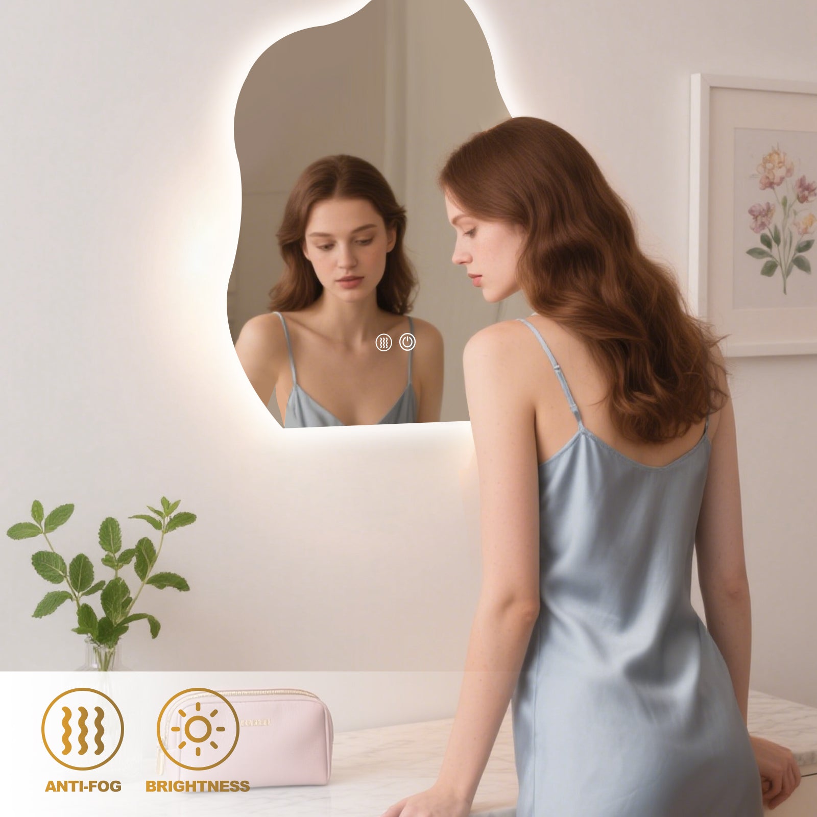 Smart Irregular-Shaped LED Mirror – Modern Design with Adjustable Brightness - My Store