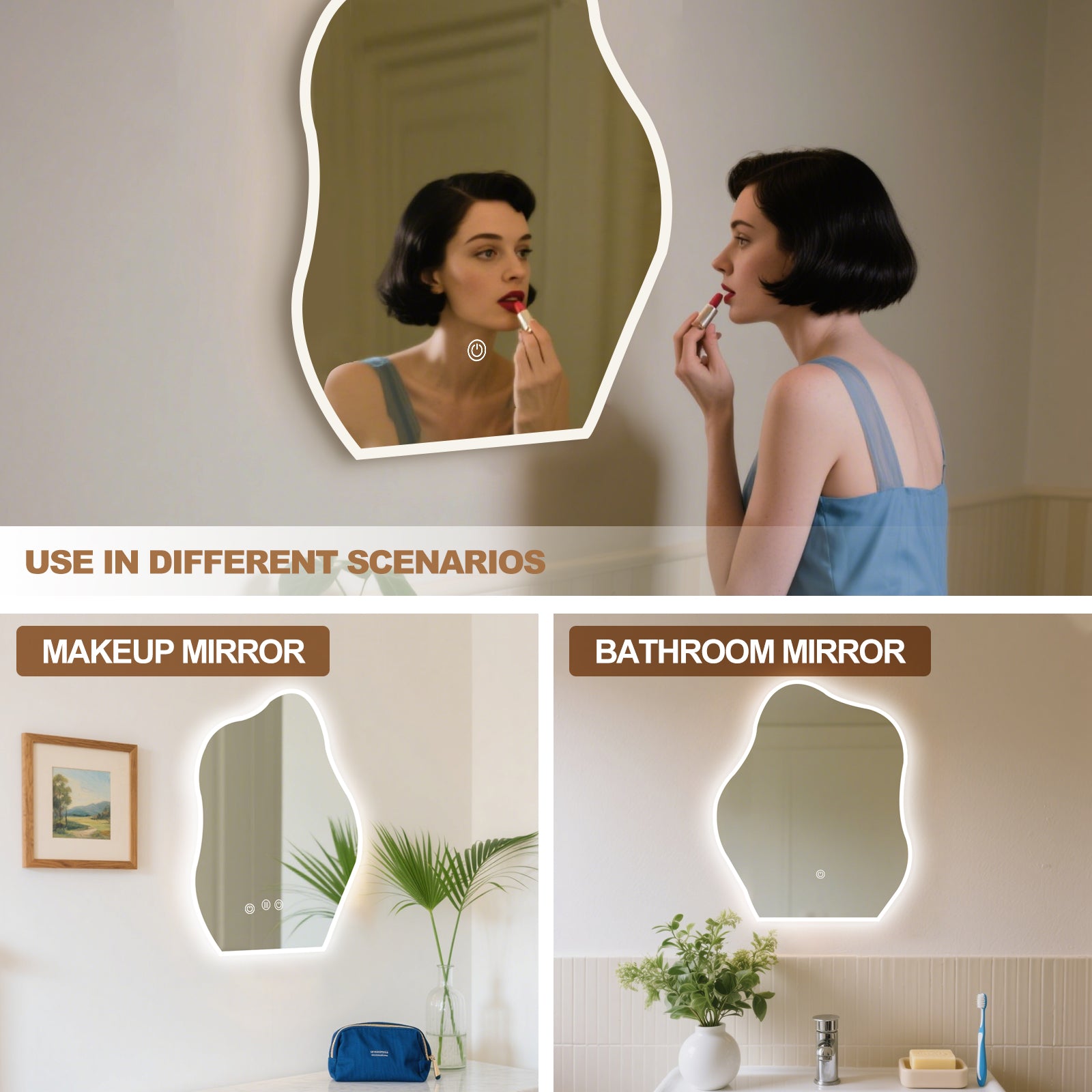 Unique Irregular-Shaped LED Mirror – A Modern Statement Piece for Stylish Spaces - My Store