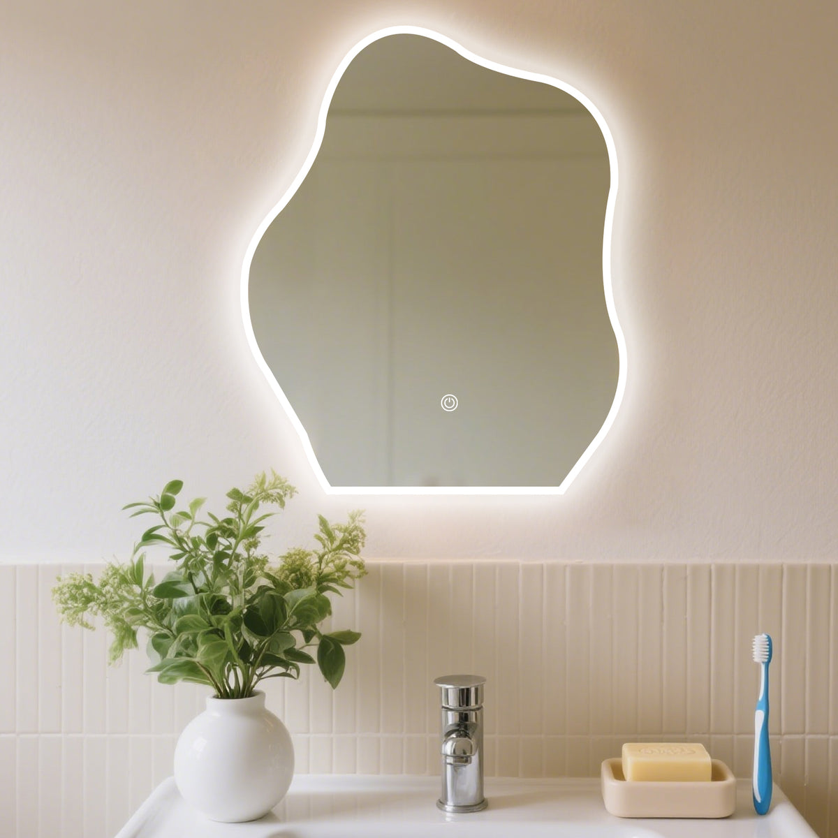 Unique Irregular-Shaped LED Mirror – A Modern Statement Piece for Stylish Spaces - My Store