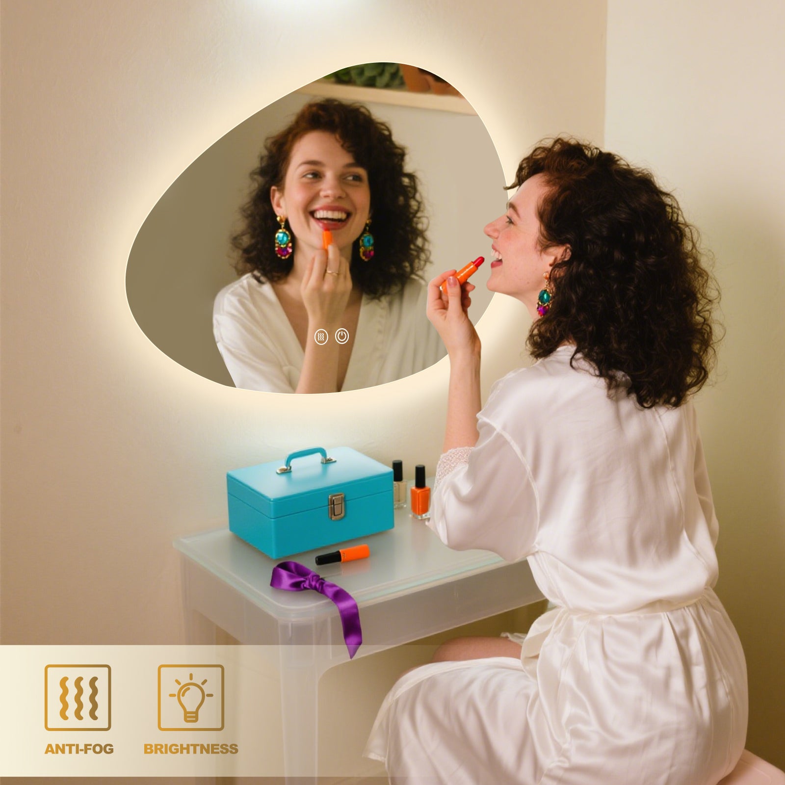 Smart Irregular-Shaped LED Mirror – Stylish & Functional Lighting Solution - My Store