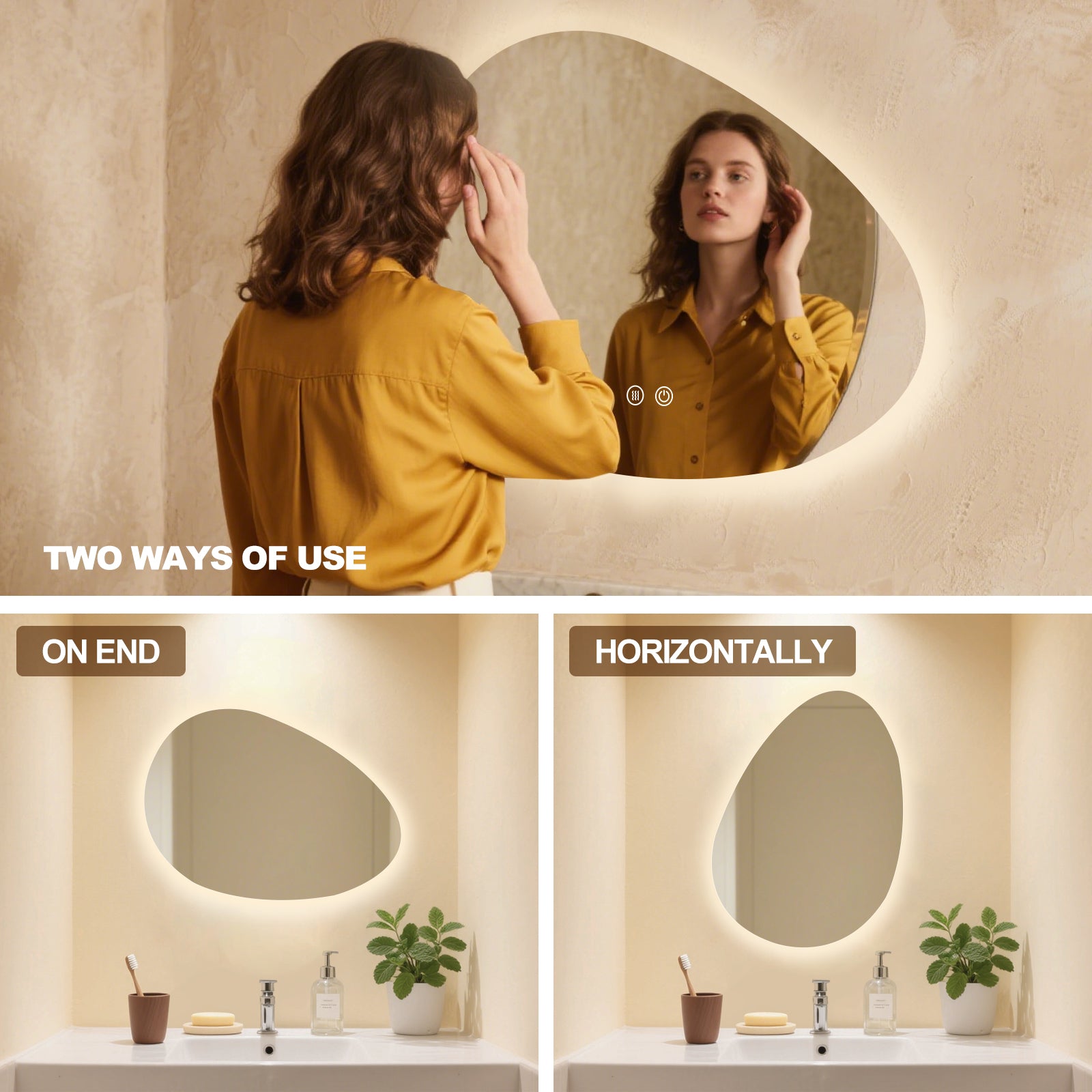 Smart Irregular-Shaped LED Mirror – Stylish & Functional Lighting Solution - My Store