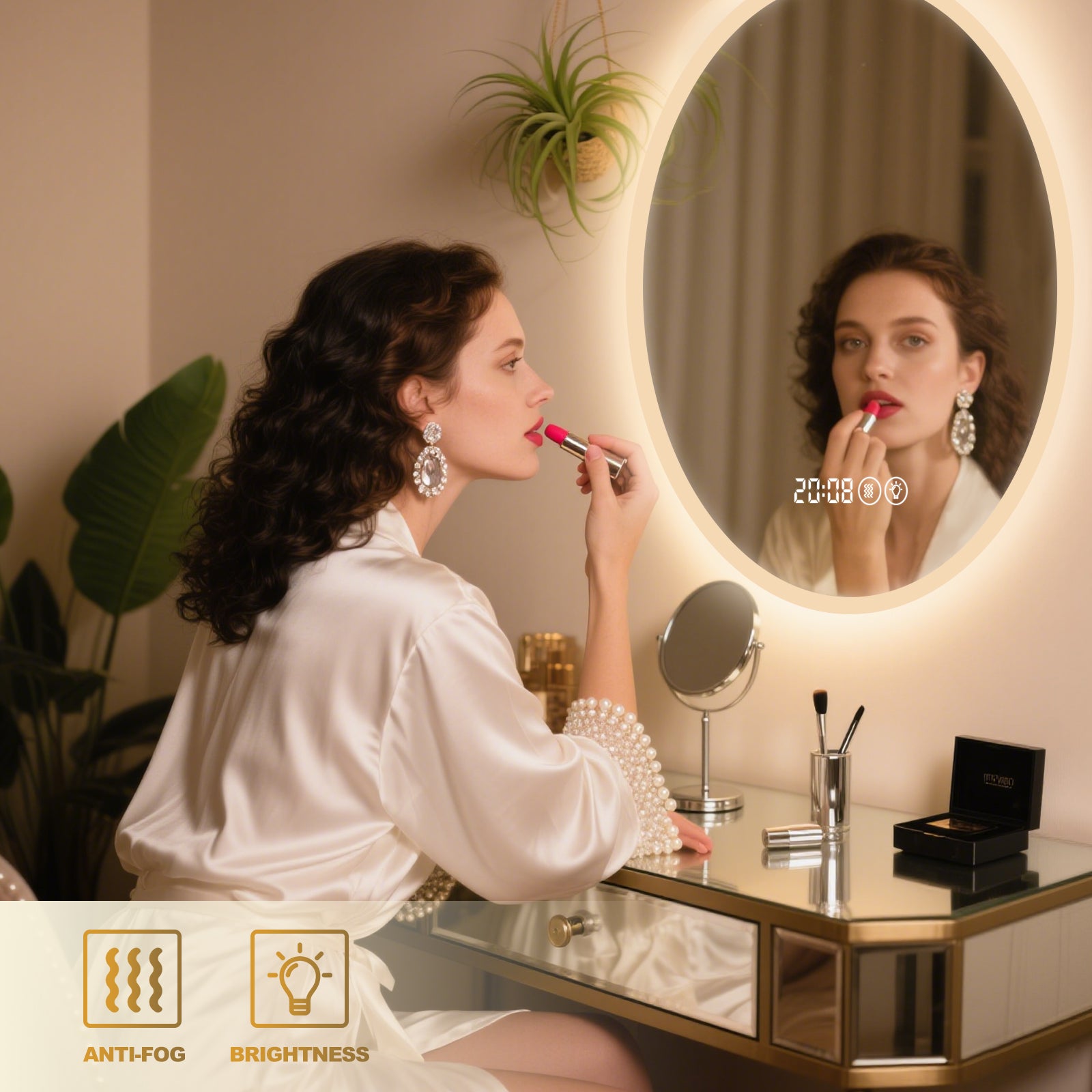 Smart Dimmable Elliptical Mirror – The Perfect Modern Home Decor & Functional Vanity Companion - My Store