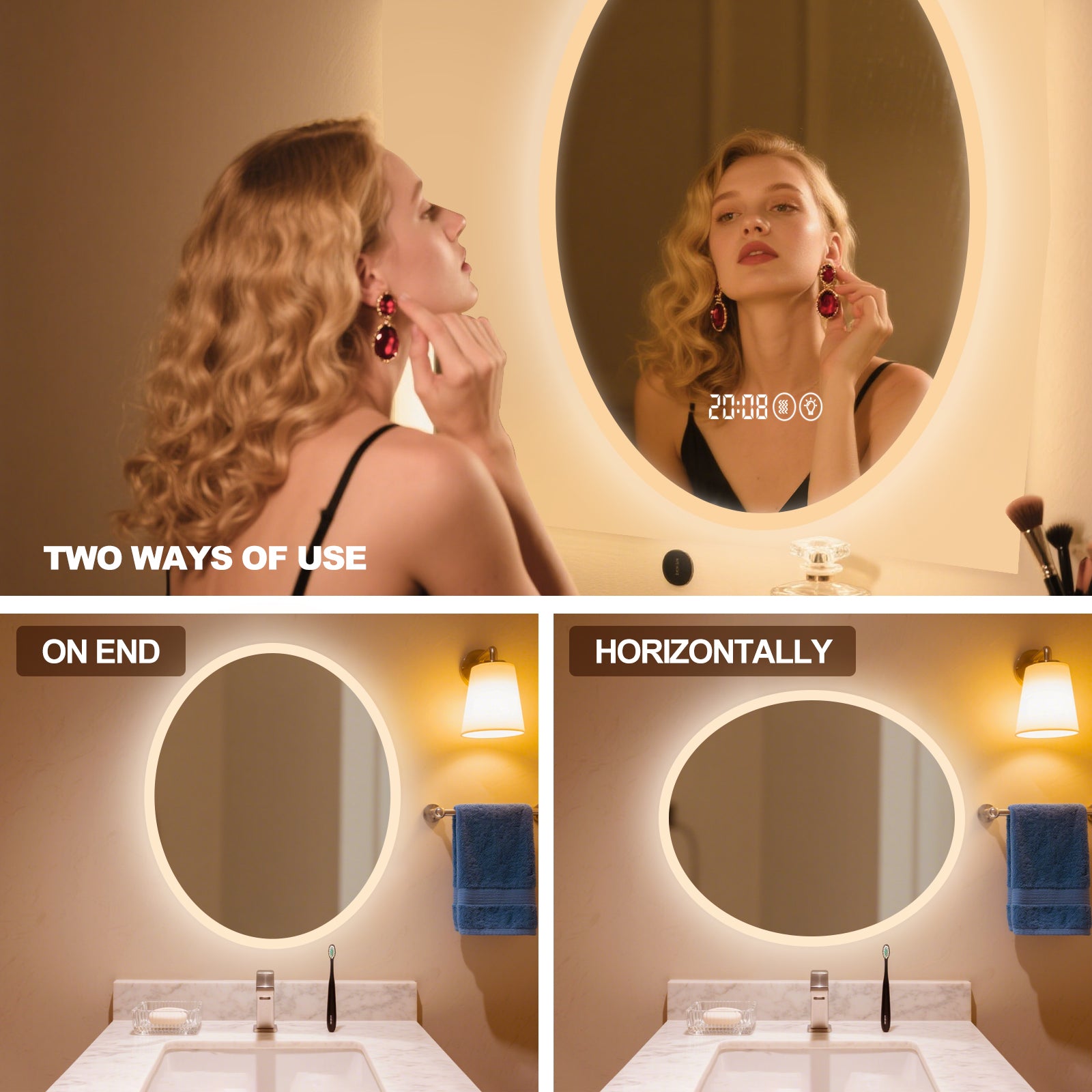 Smart Dimmable Elliptical Mirror – The Perfect Modern Home Decor & Functional Vanity Companion - My Store