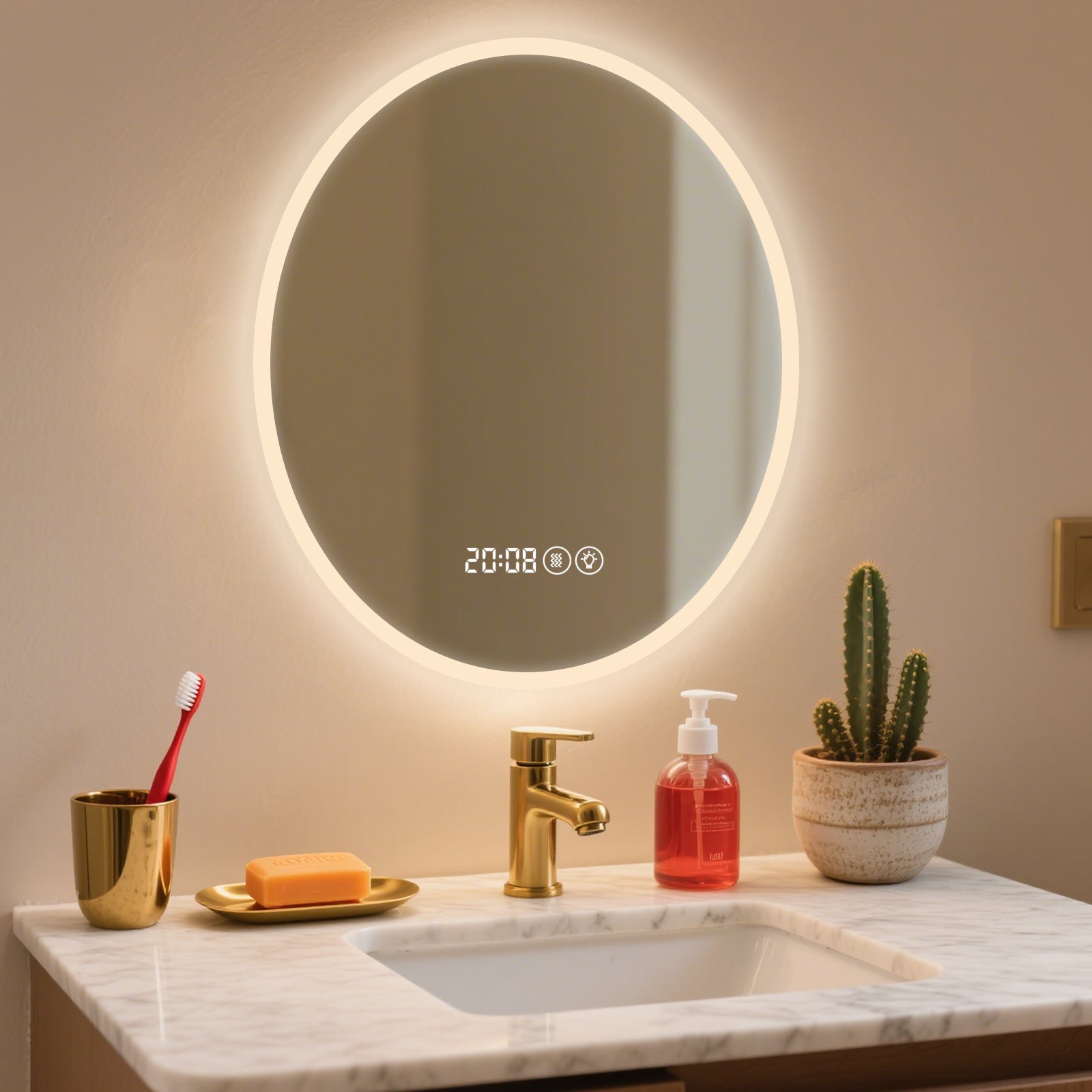 Smart Dimmable Elliptical Mirror – The Perfect Modern Home Decor & Functional Vanity Companion - My Store