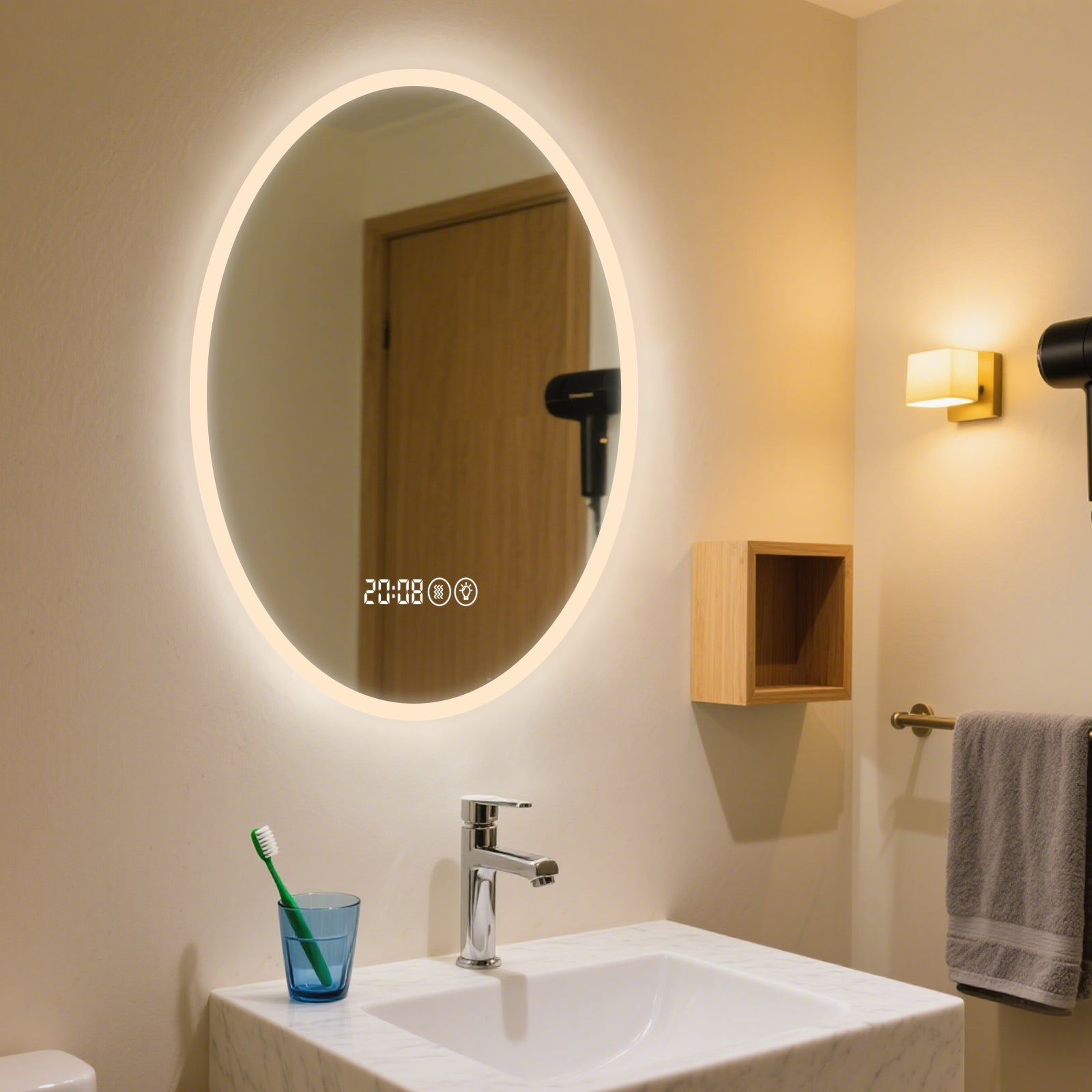 Smart Dimmable Elliptical Mirror – The Perfect Modern Home Decor & Functional Vanity Companion - My Store