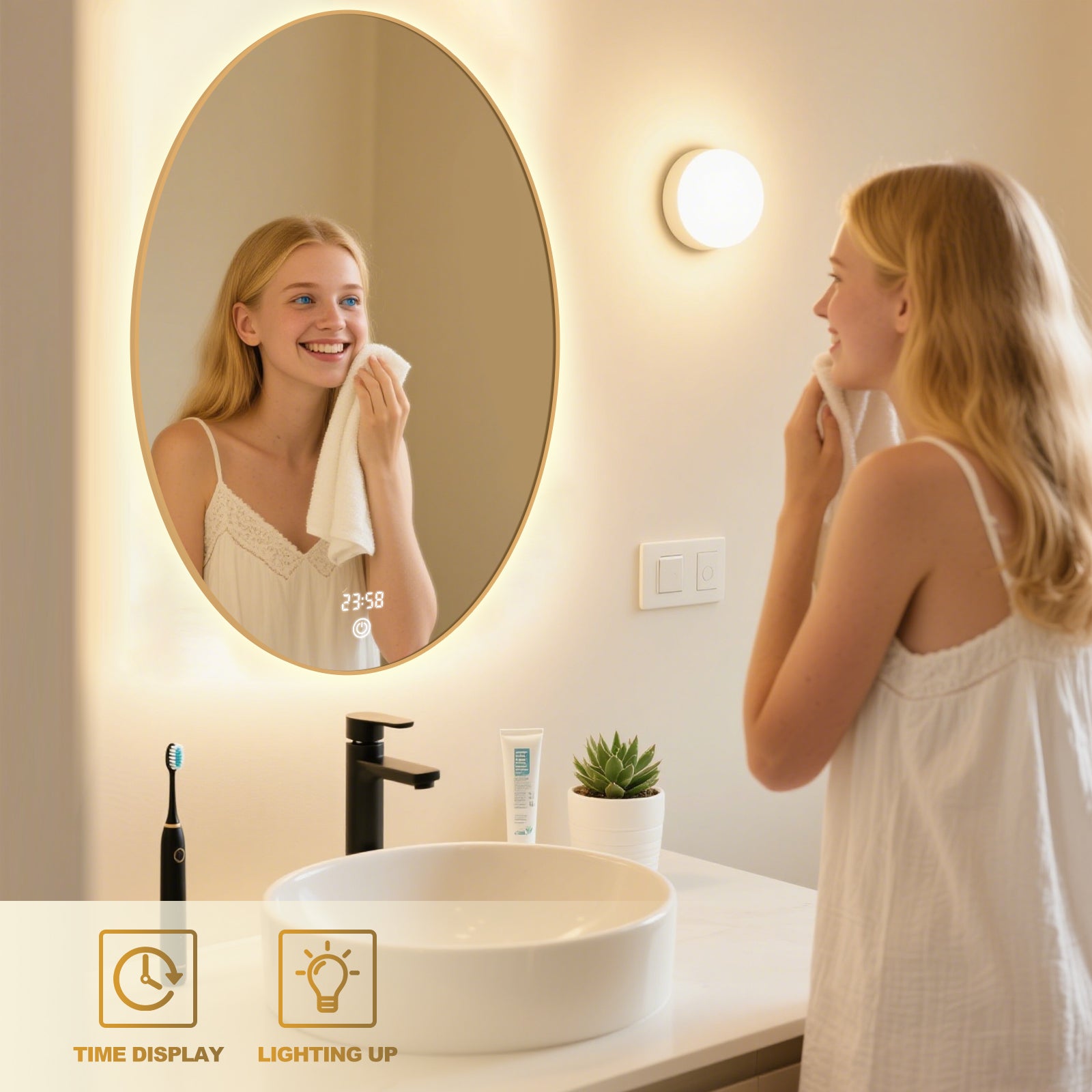 Smart Adjustable LED Elliptical Mirror – A Versatile Modern Home Decor & Vanity Essential - My Store
