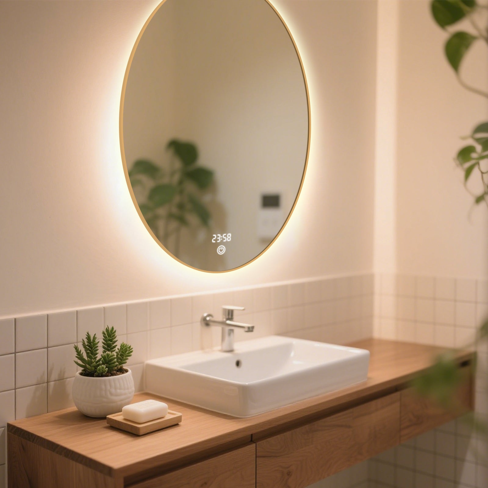 Smart Adjustable LED Elliptical Mirror – A Versatile Modern Home Decor & Vanity Essential - My Store
