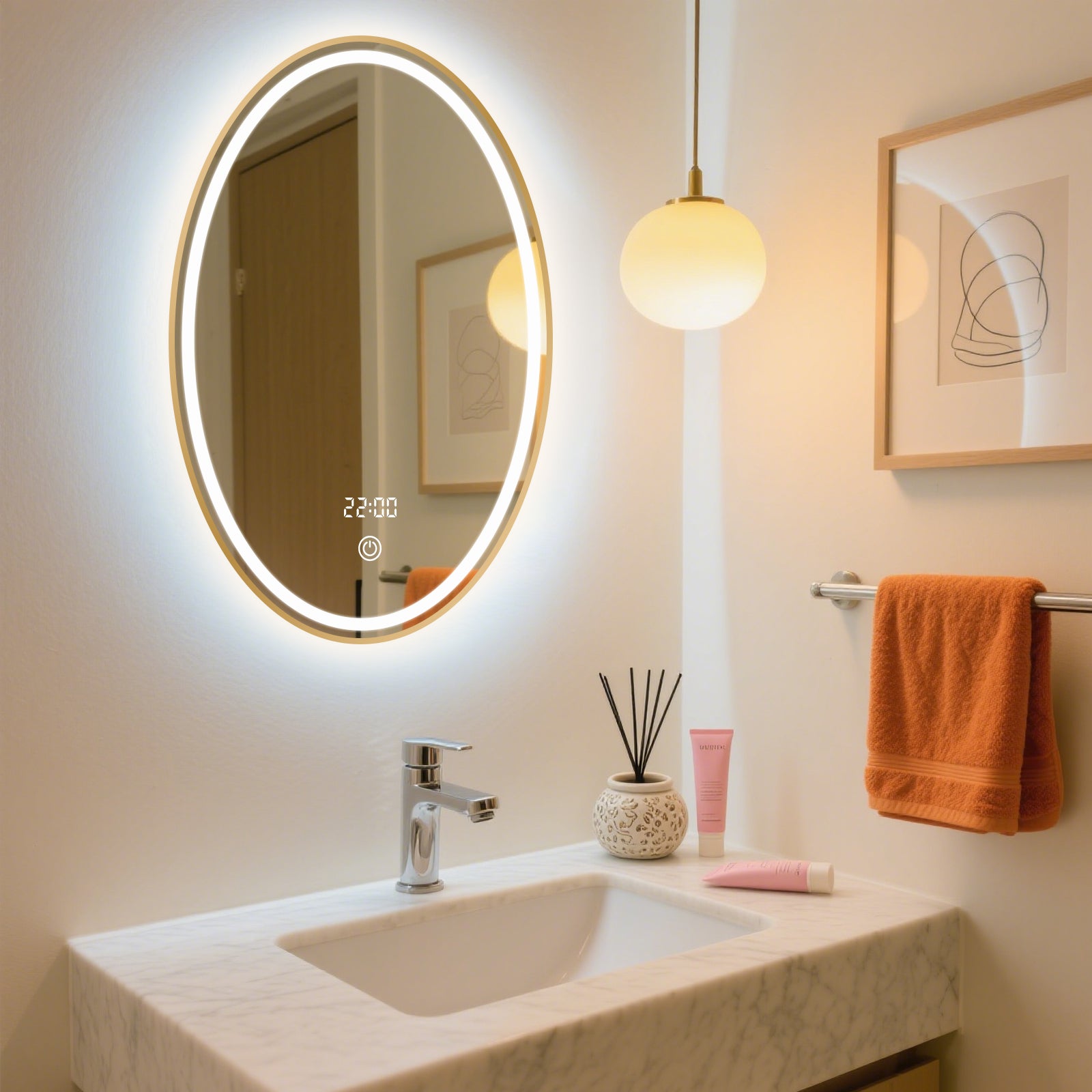 Smart LED Elliptical Mirror – Adjustable Lighting for Any Space - My Store