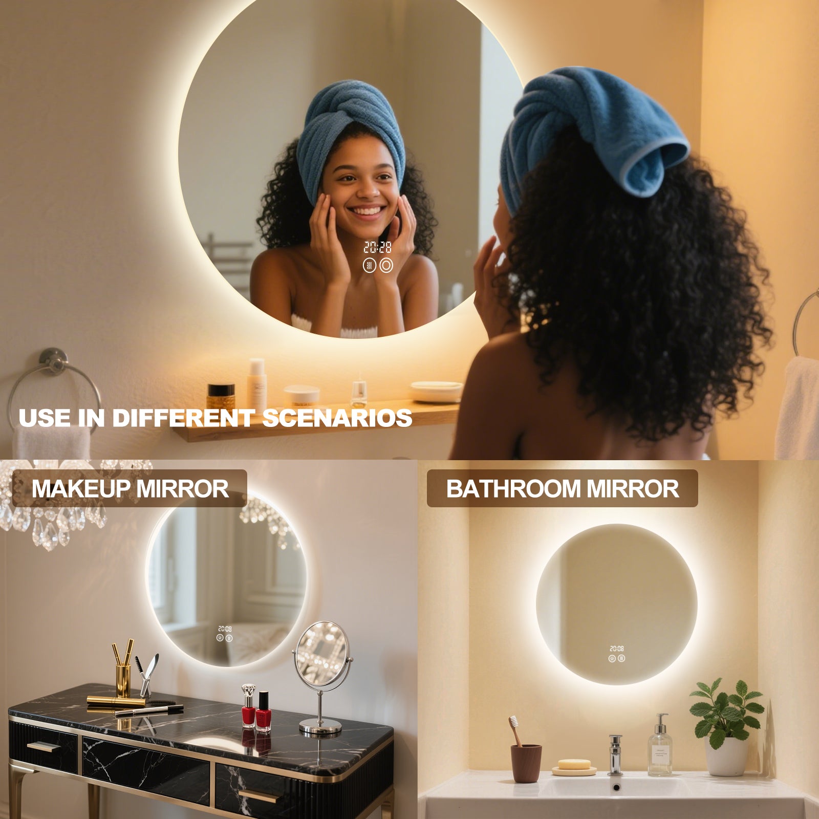 Smart Dimmable Circular Mirror – Multi-Functional Makeup & Bathroom Mirror - My Store