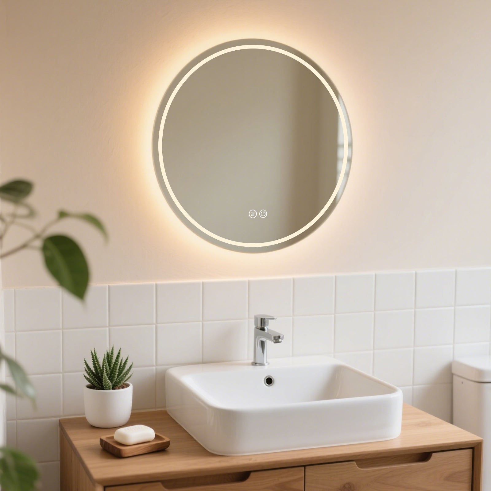 Smart Dimmable Circular Mirror – Multi-Functional Makeup & Bathroom Vanity Mirror - My Store