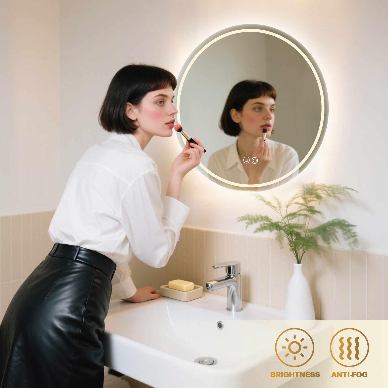 Smart Dimmable Circular Mirror – Multi-Functional Makeup & Bathroom Vanity Mirror - My Store